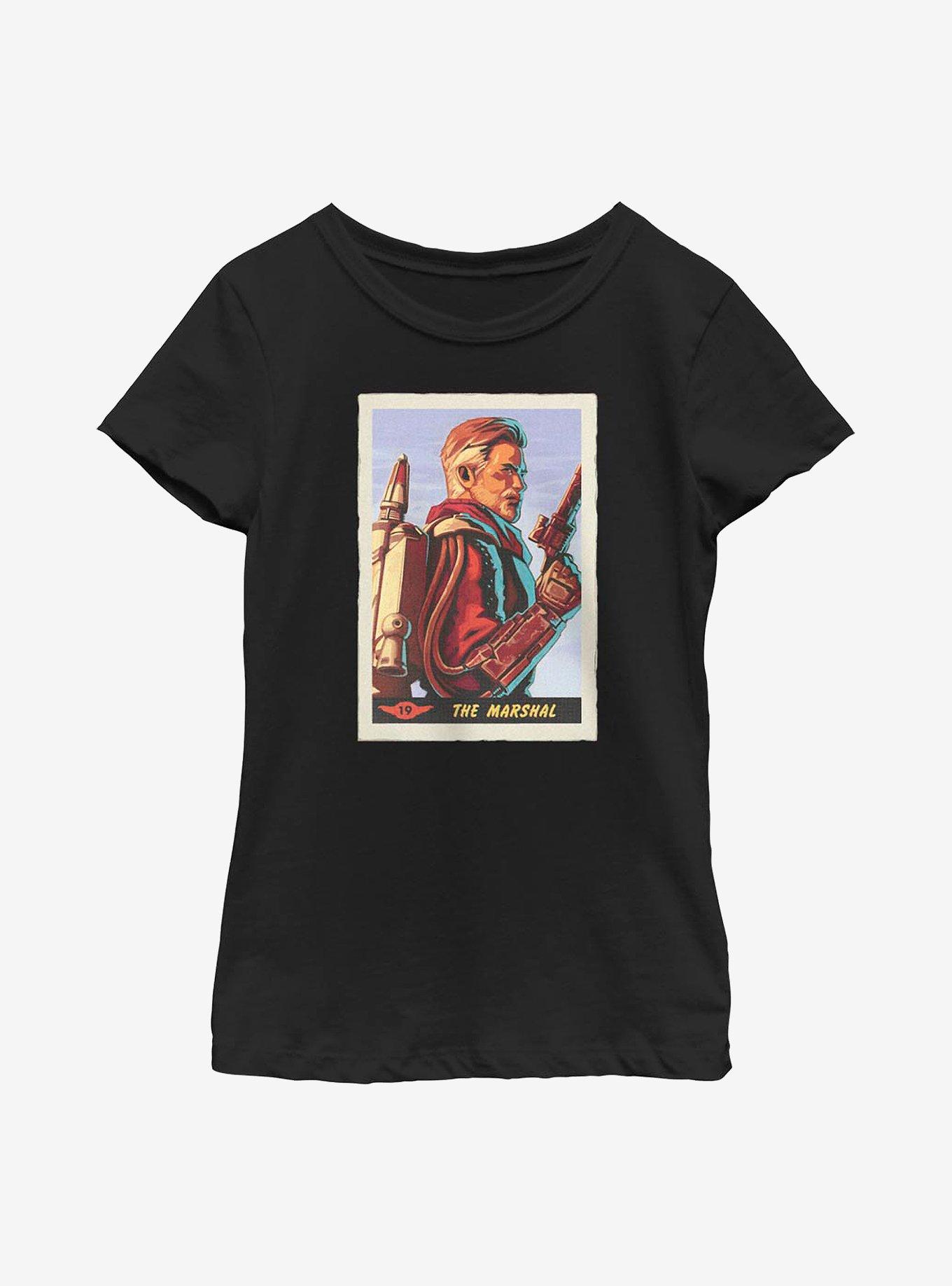 Star Wars The Mandalorian Marshal Card Youth Girls T-Shirt, BLACK, hi-res