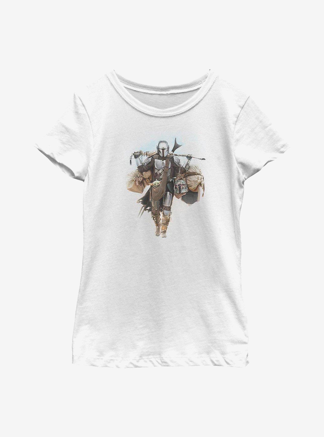 Star Wars The Mandalorian Walking Mando Youth Girls T-Shirt, WHITE, hi-res