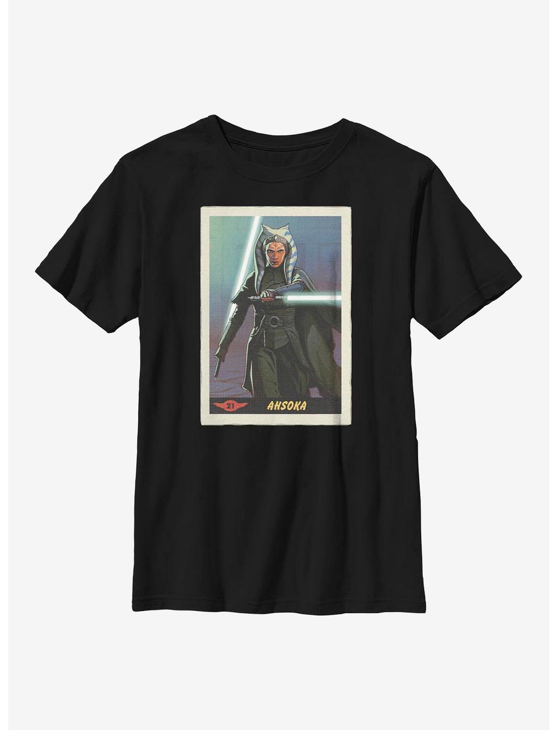 Star Wars The Mandalorian Ahsoka Card Youth T-Shirt, BLACK, hi-res