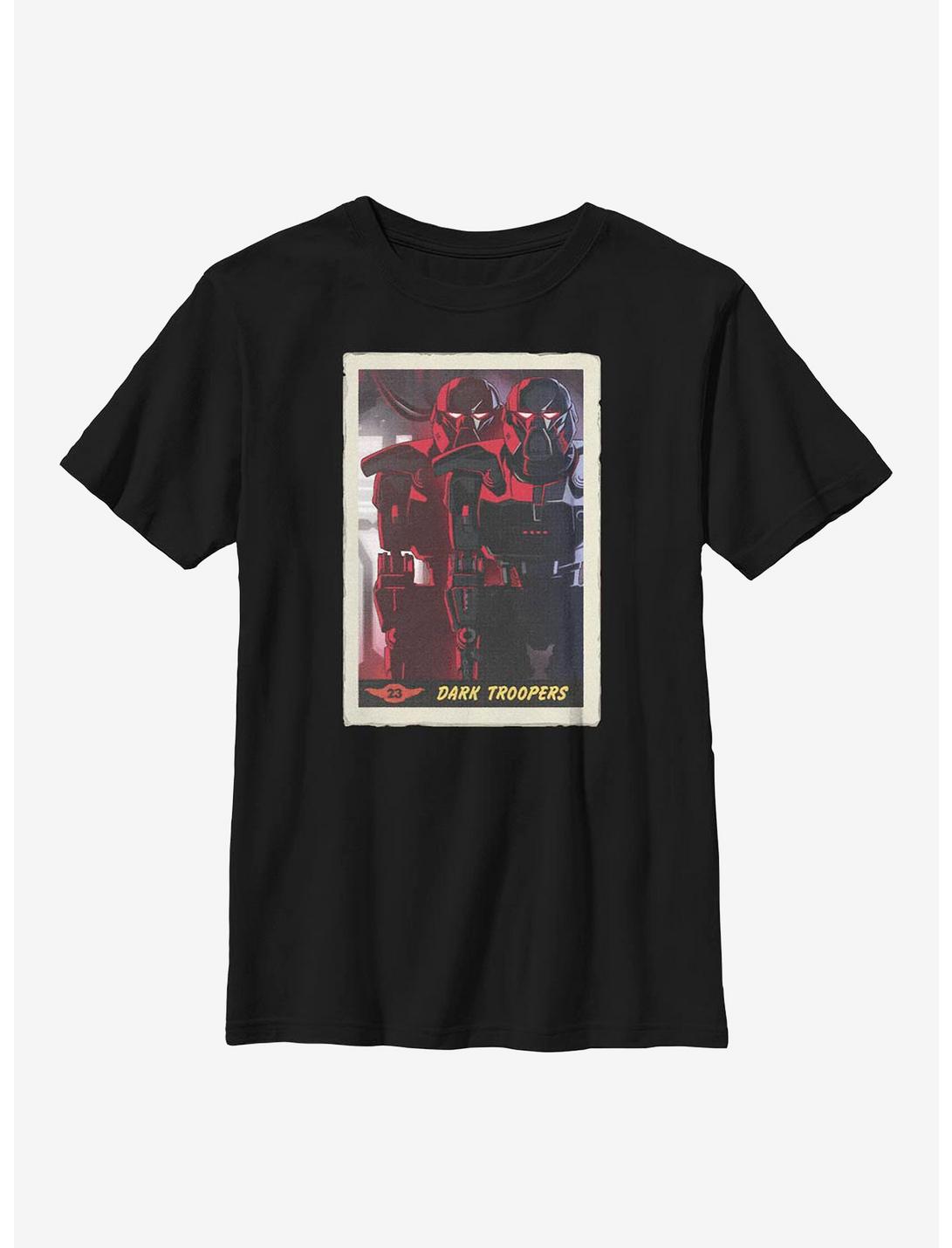 Star Wars The Mandalorian Dark Trooper Card Youth T-Shirt, BLACK, hi-res