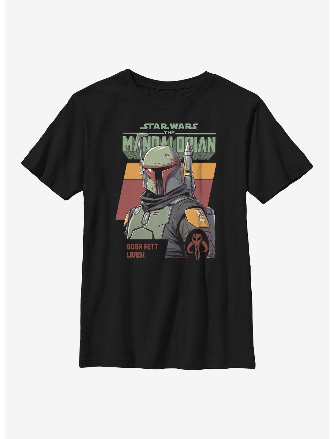 Star Wars The Mandalorian Fett Lives Youth T-Shirt, BLACK, hi-res