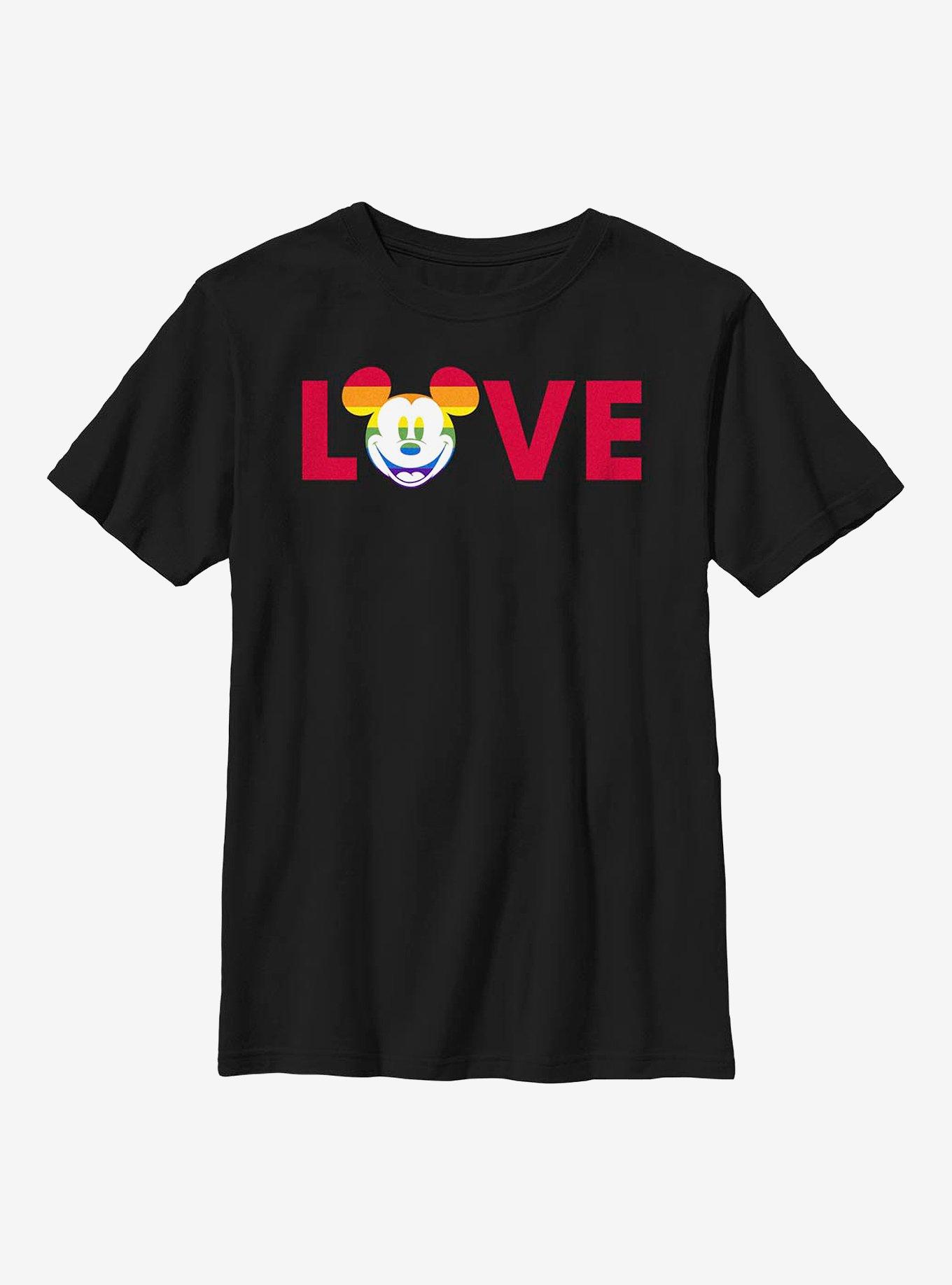 Disney Mickey Mouse Pride Mickey Loves Pride Youth T-Shirt, BLACK, hi-res