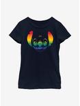 Disney Lilo And Stitch Pride Big Face Stitch Pride Youth T-Shirt, NAVY, hi-res