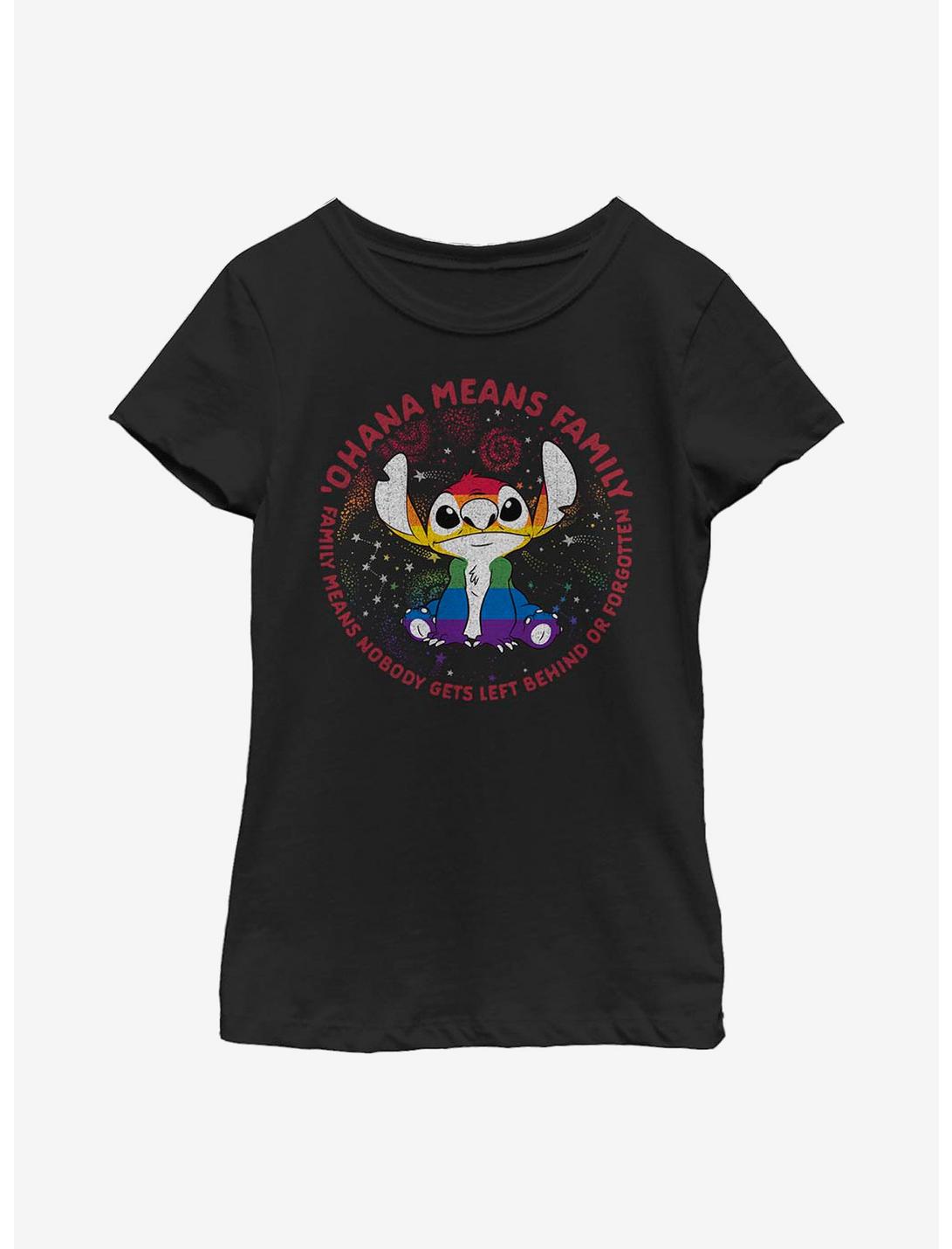 Disney Lilo And Stitch Pride Ohana Pride Youth T-Shirt, BLACK, hi-res