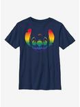 Disney Lilo And Stitch Pride Big Face Stitch Pride Youth T-Shirt, NAVY, hi-res
