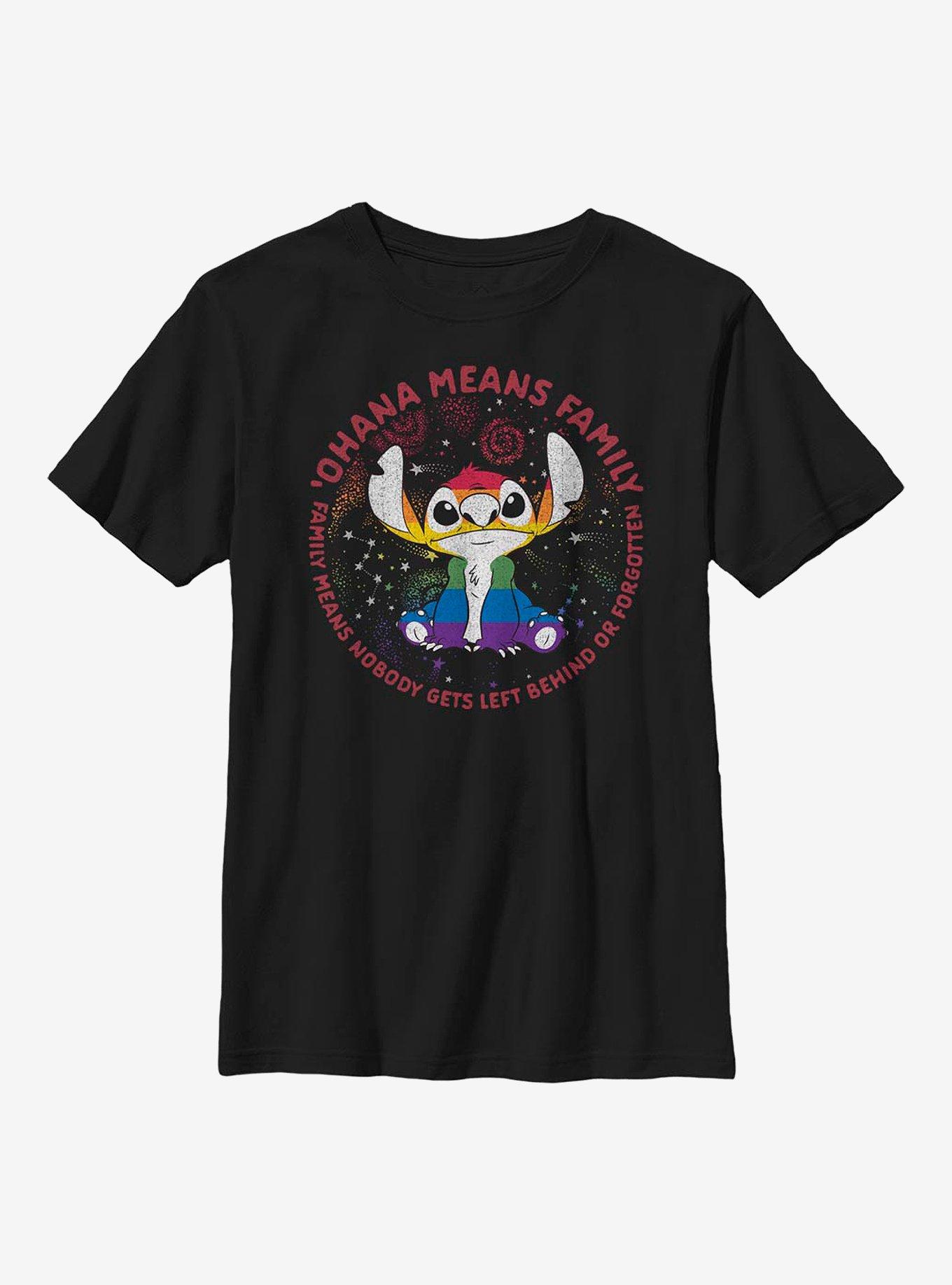 Disney Lilo And Stitch Pride Ohana Pride Youth T-Shirt, BLACK, hi-res