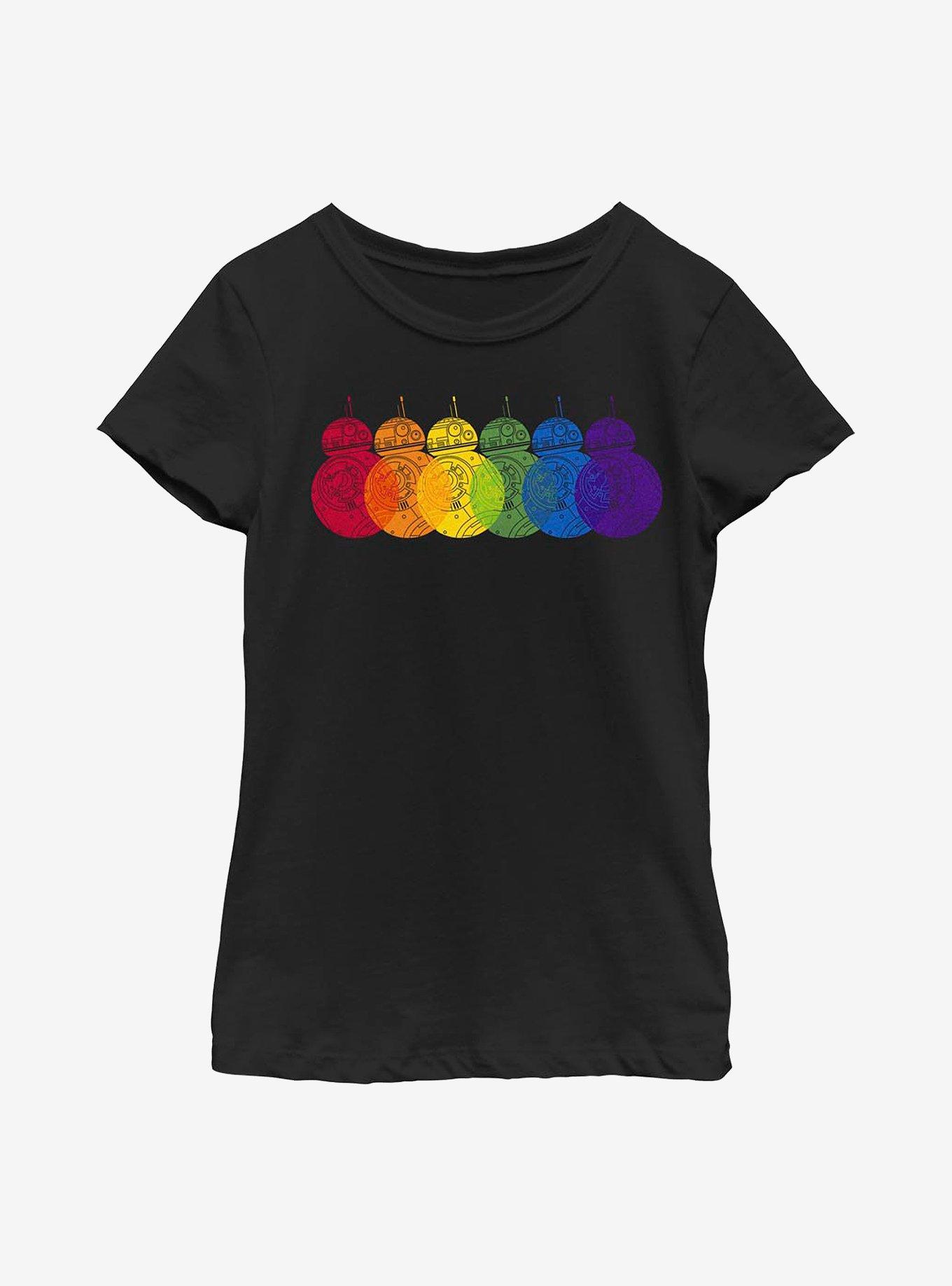 Star Wars Pride BB-8 Rainbows Logo Youth T-Shirt, BLACK, hi-res