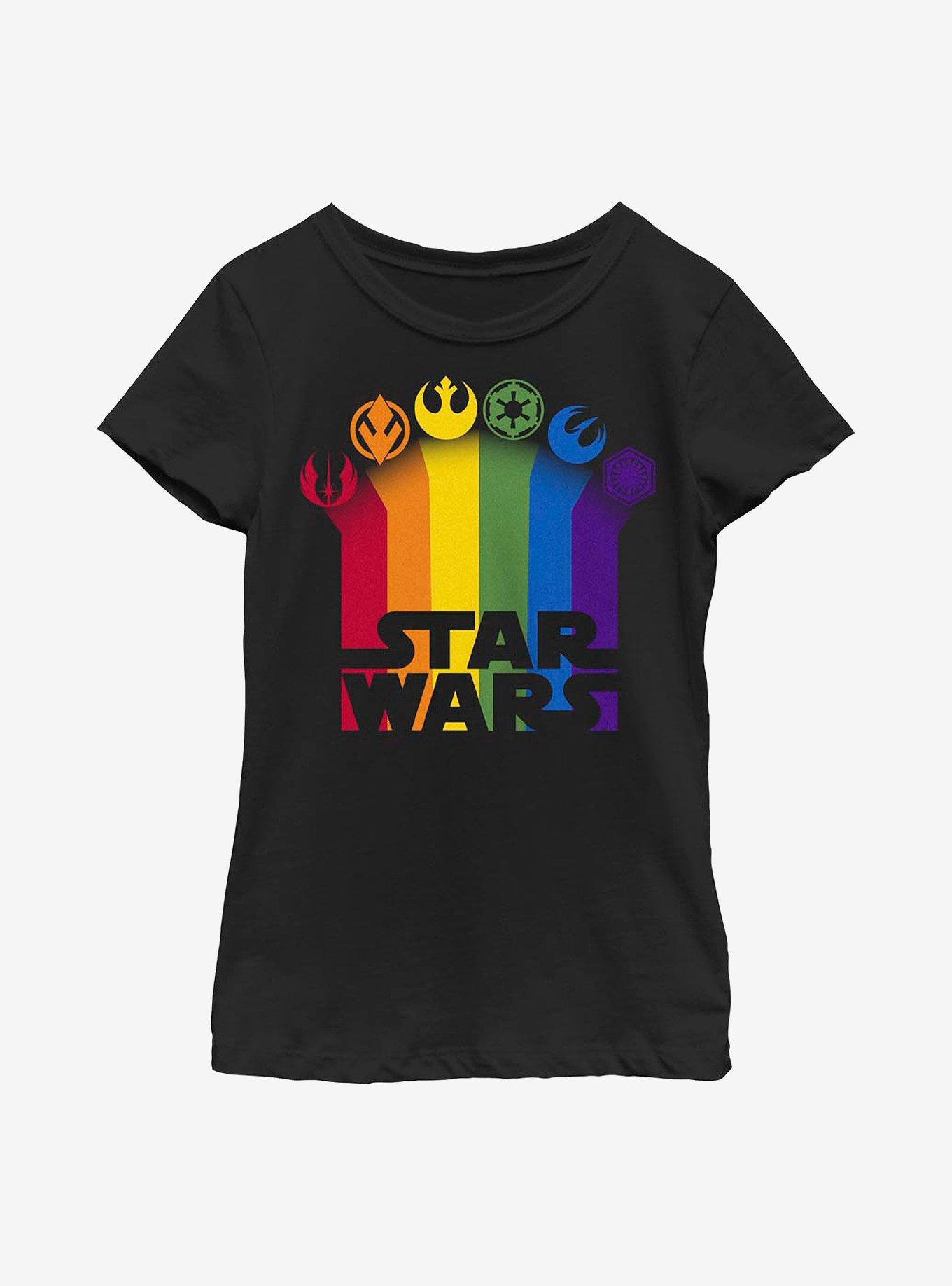 Star Wars Pride Icon Trails Logo Youth T-Shirt, BLACK, hi-res