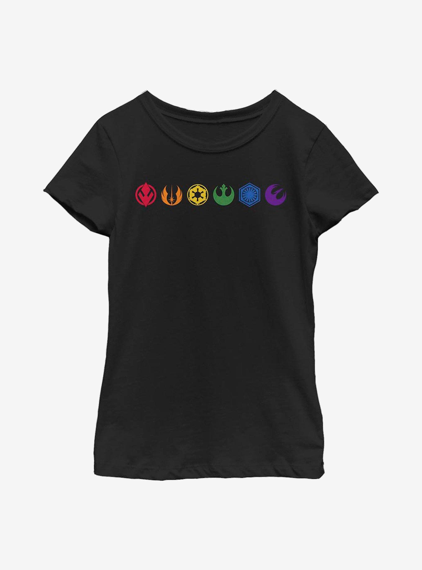 Star Wars Pride Rainbow Icons Youth T-Shirt, BLACK, hi-res