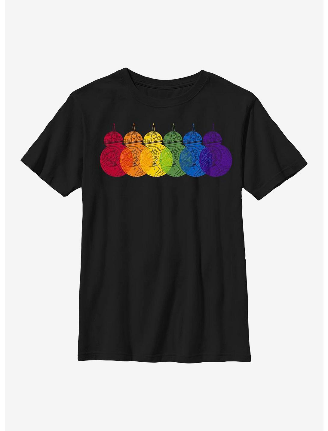 Star Wars Pride BB-8 Rainbows Logo Youth T-Shirt, BLACK, hi-res