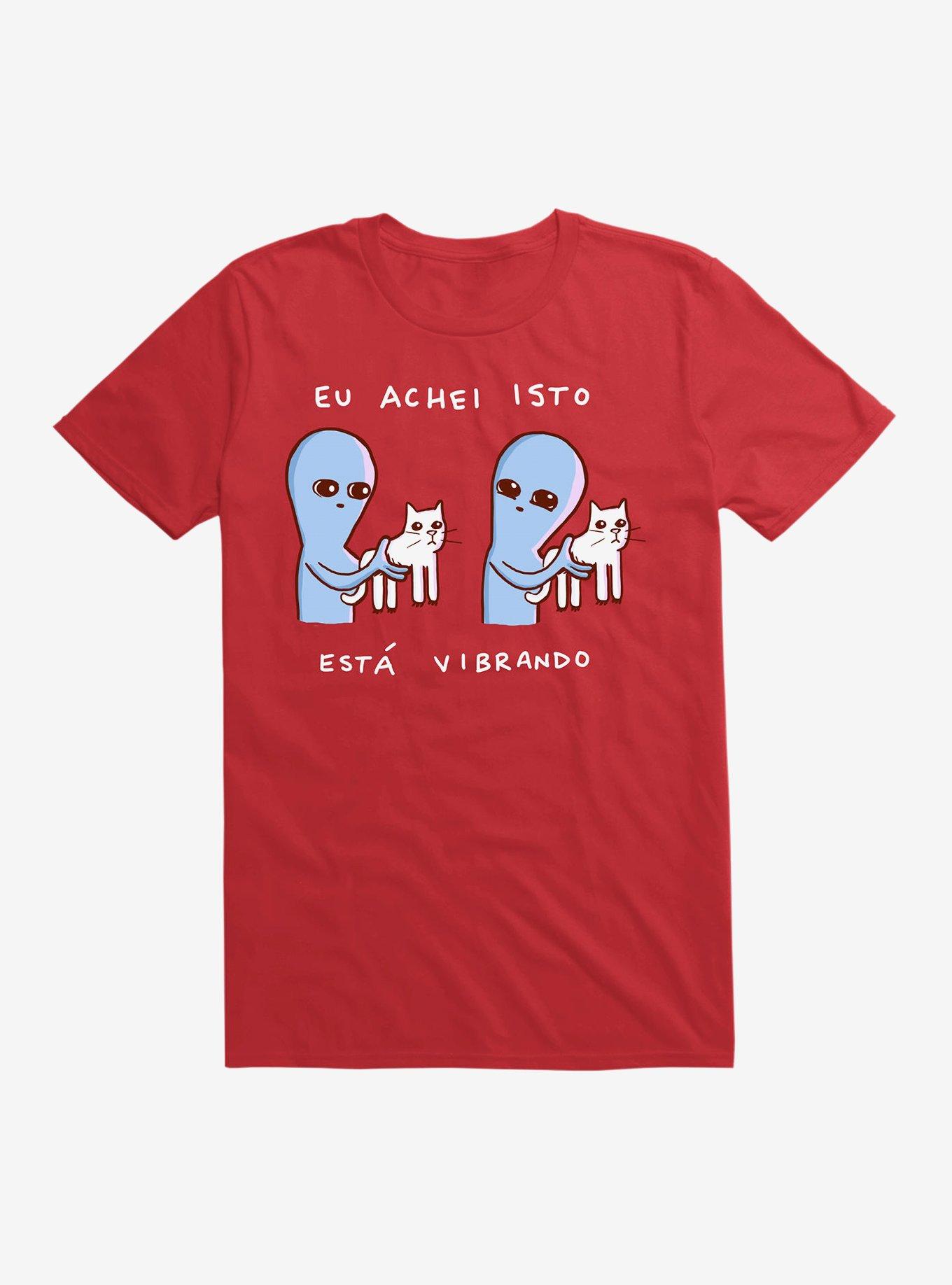 Strange Planet Vibrating In Portuguese T-Shirt, RED, hi-res