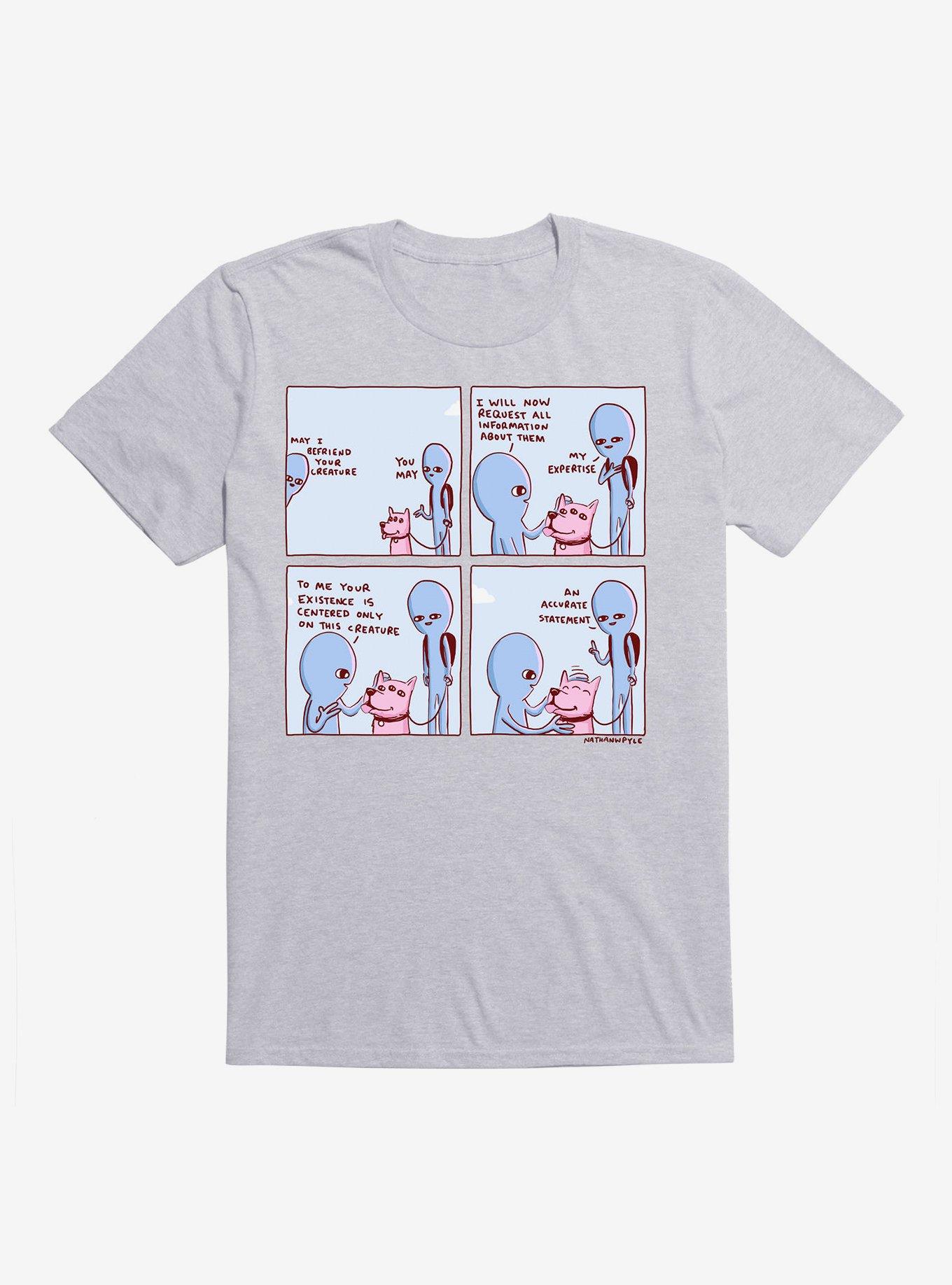 Strange Planet May I Befriend Your Creature T-Shirt, HEATHER GREY, hi-res