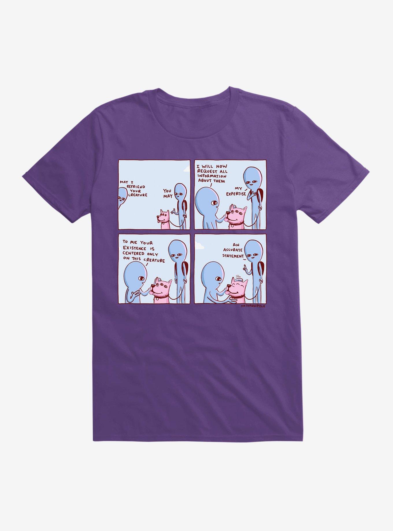 Strange Planet May I Befriend Your Creature T-Shirt, PURPLE, hi-res