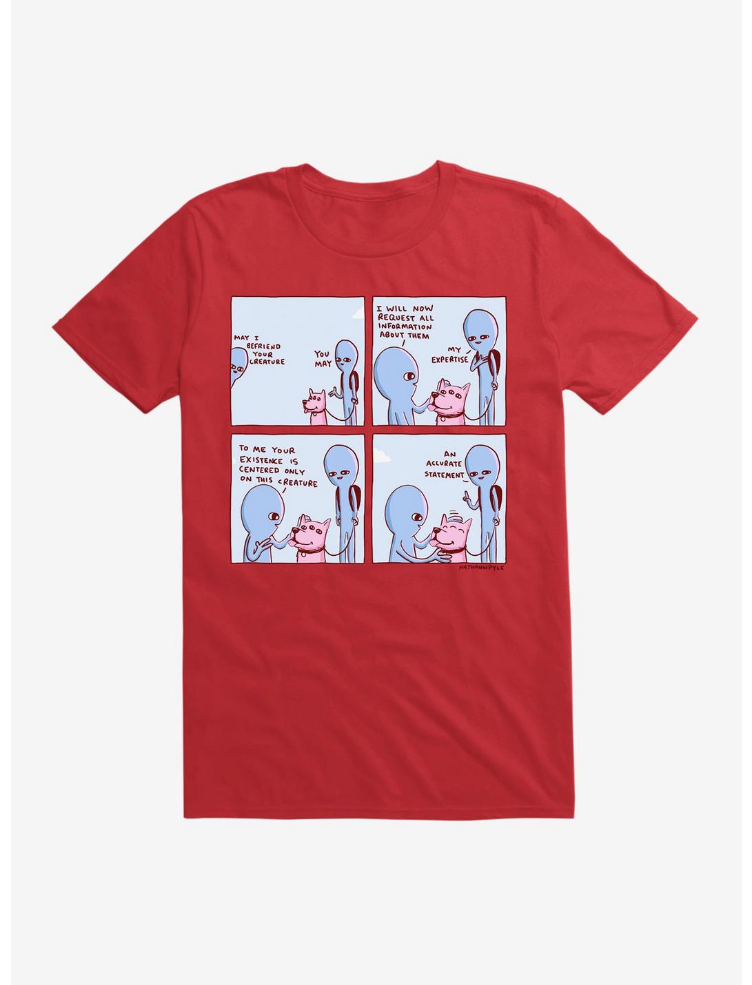 Strange Planet May I Befriend Your Creature T-Shirt, RED, hi-res