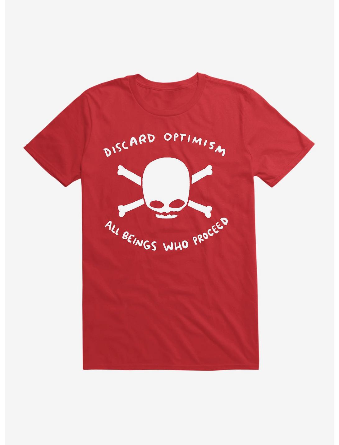 Strange Planet Discard Optimism T-Shirt, RED, hi-res