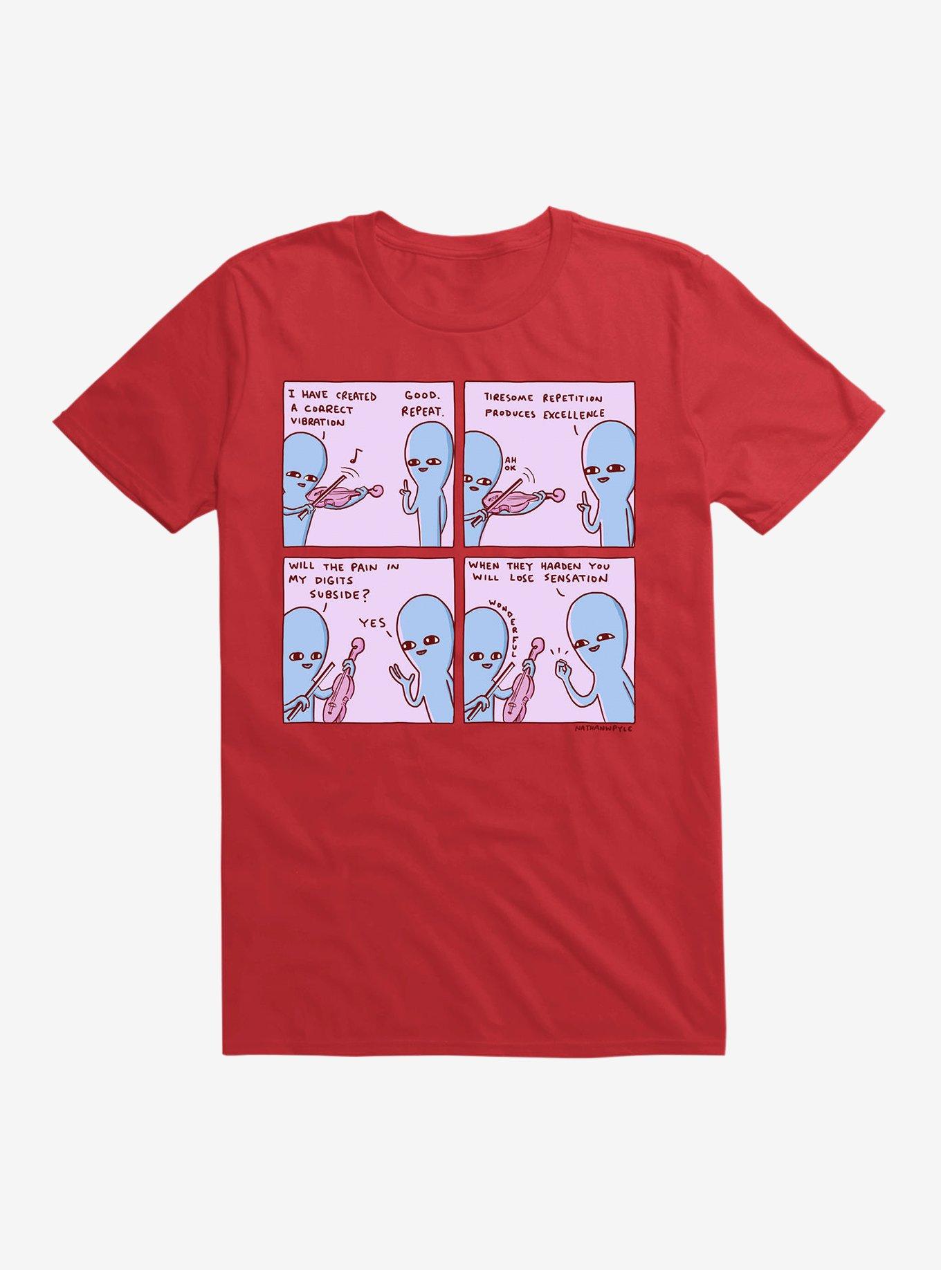 Strange Planet Tiresome Repetition T-Shirt, RED, hi-res