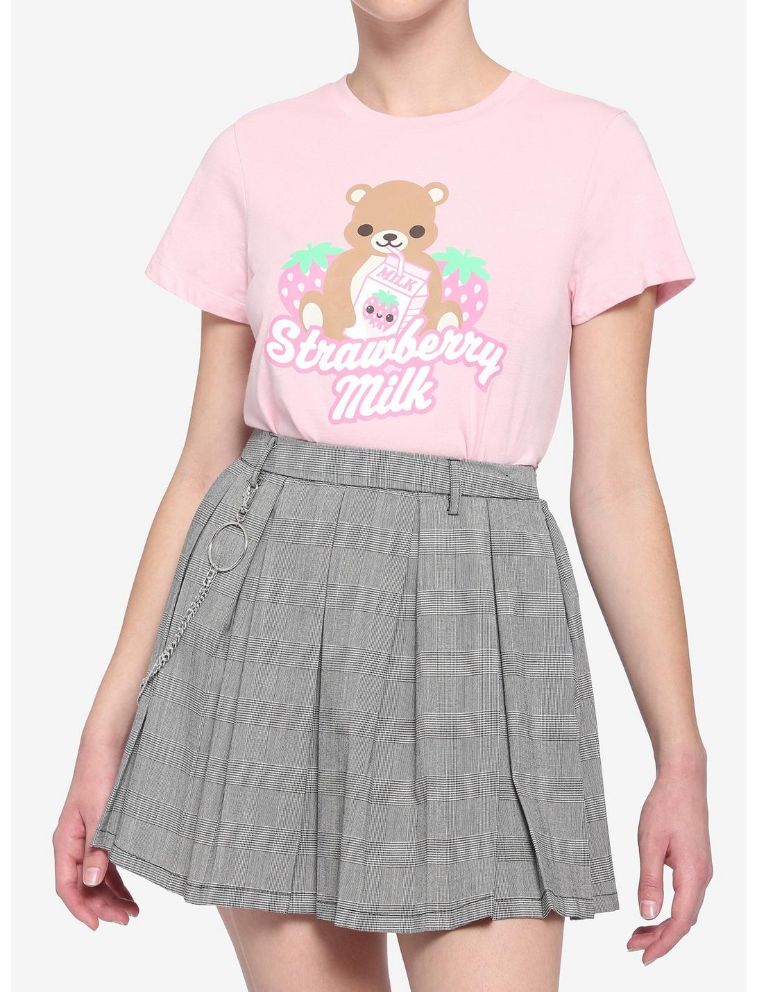Pastel Strawberry Milk Bear Girls T-Shirt, MULTI, hi-res