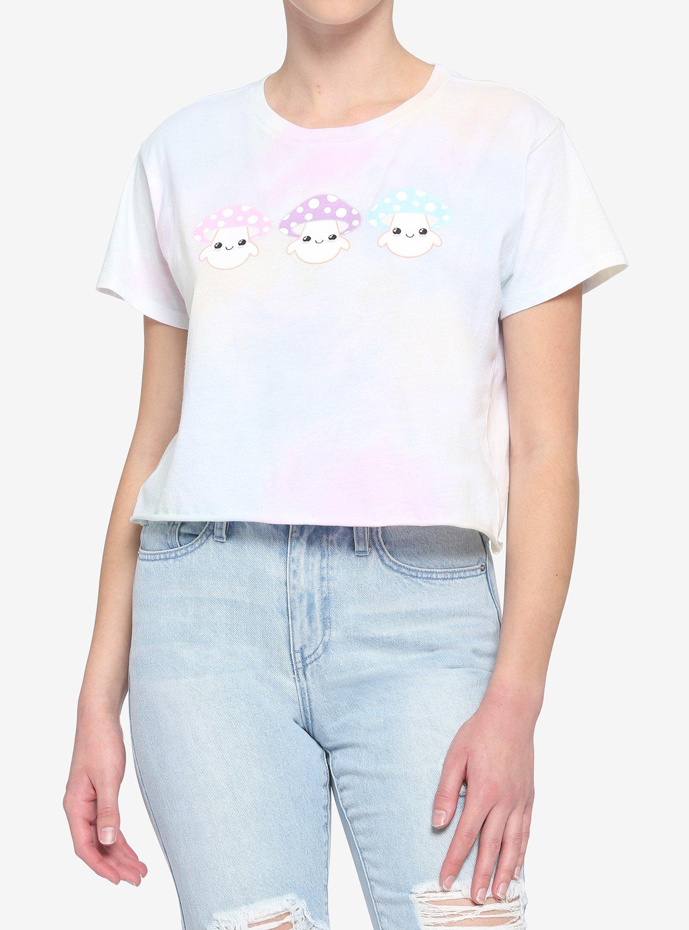 Rainbow Mushroom Tie-Dye Girls Crop T-Shirt, MULTI, hi-res