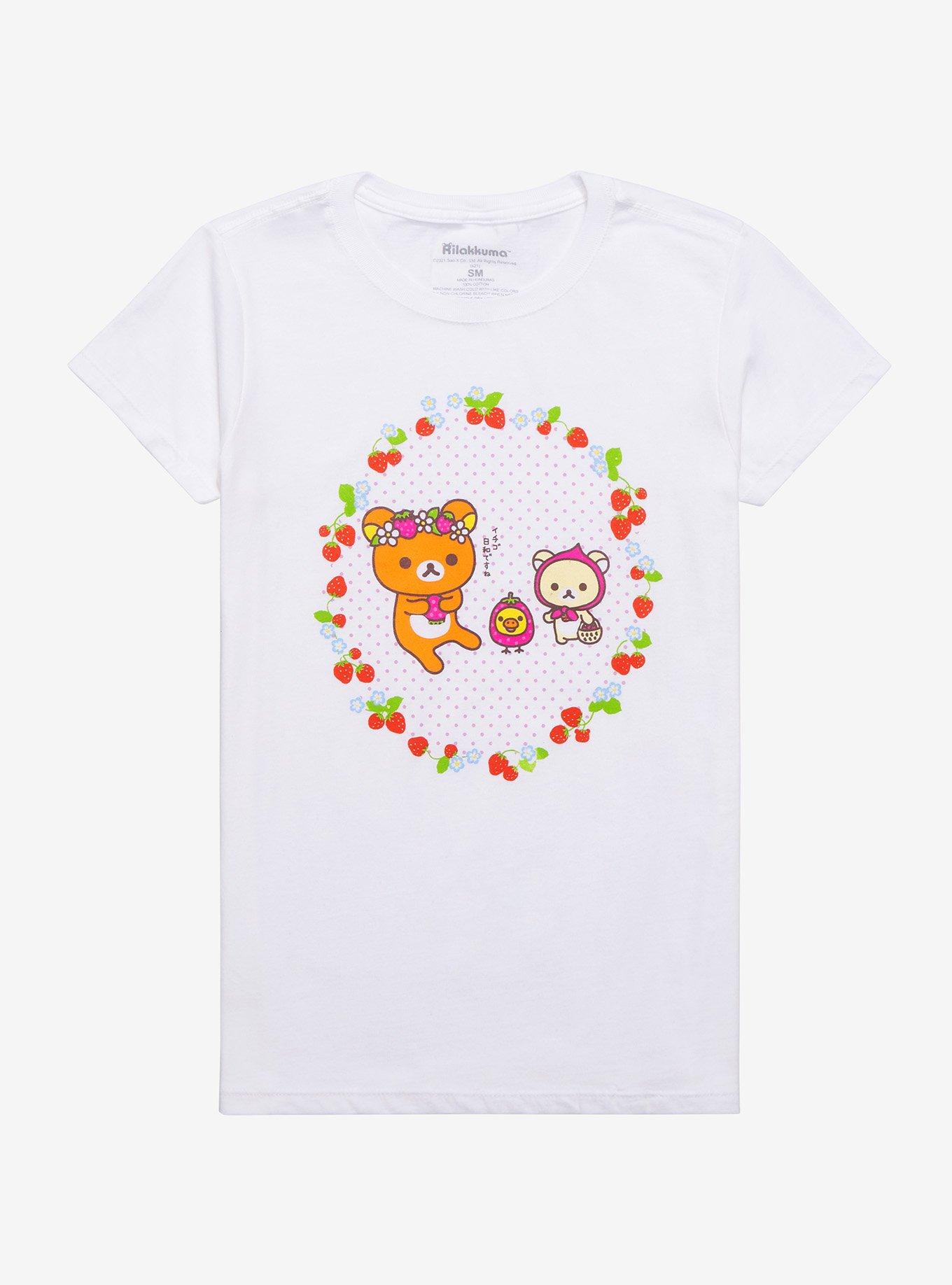 Rilakkuma Strawberry Trio Boyfriend Fit Girls T-Shirt, MULTI, hi-res