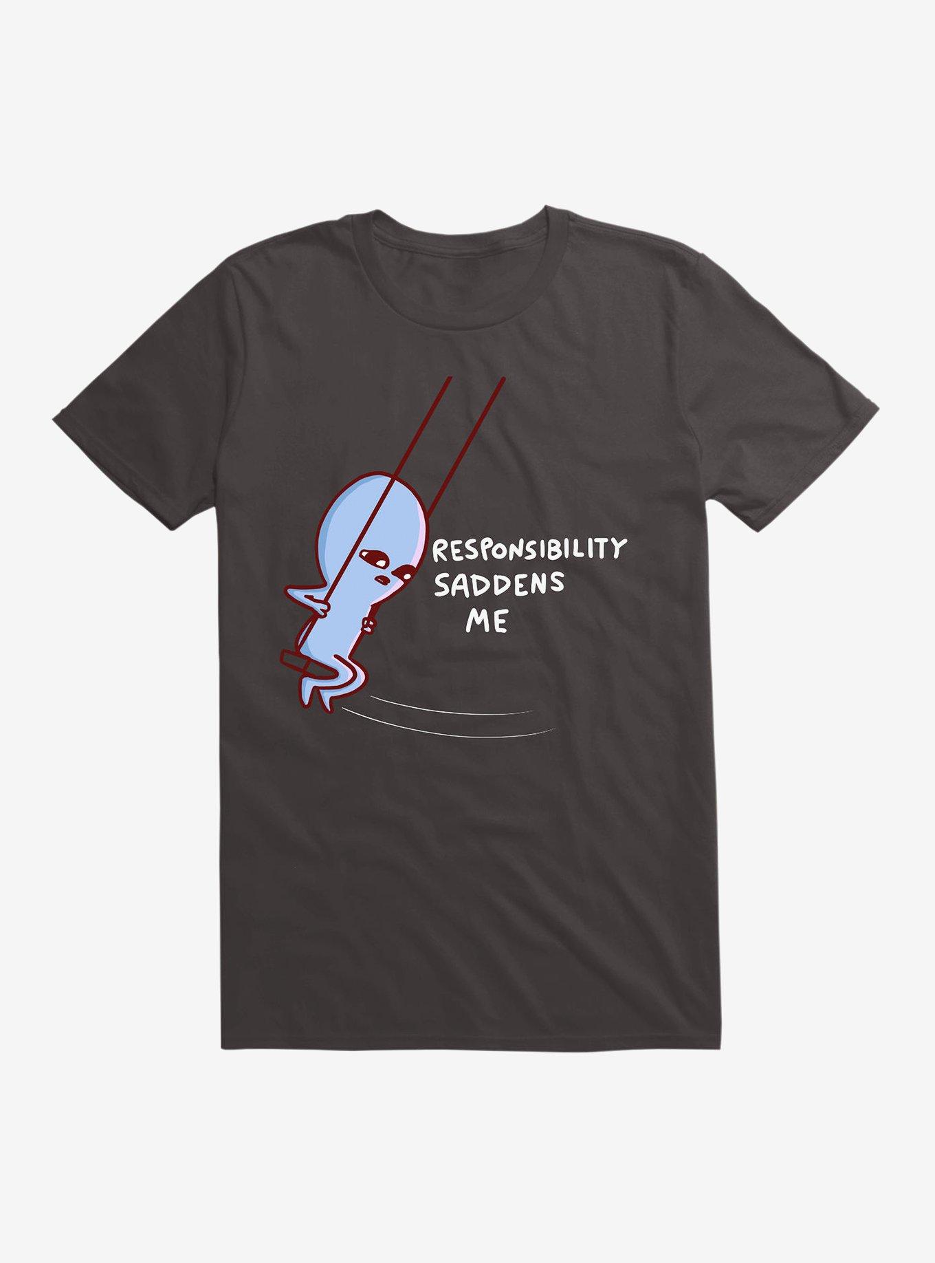 Strange Planet Responsibility Saddens Me T-Shirt, BLACK, hi-res