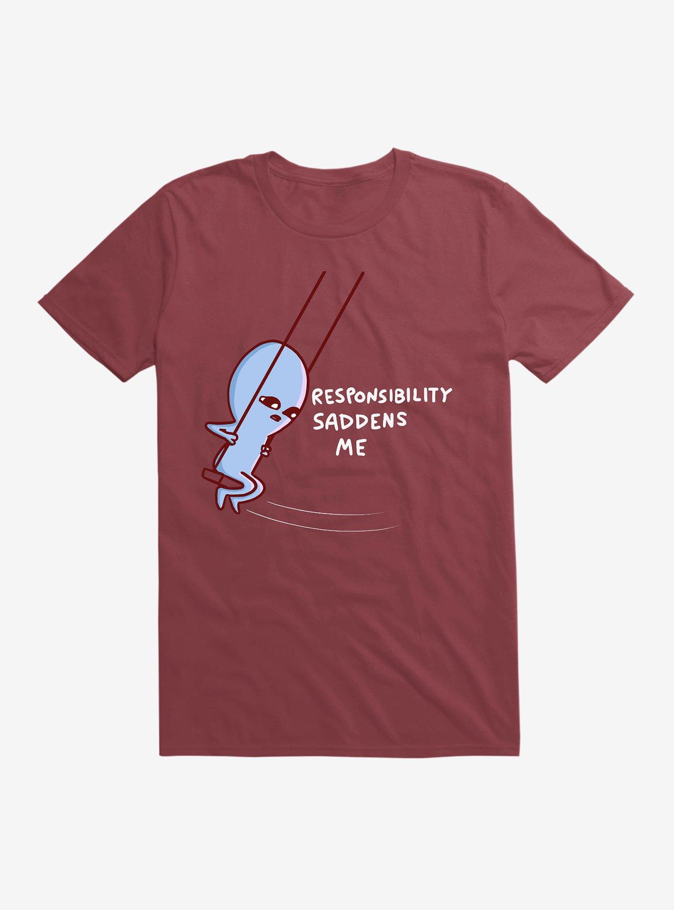 Strange Planet Responsibility Saddens Me T-Shirt, SCARLET, hi-res
