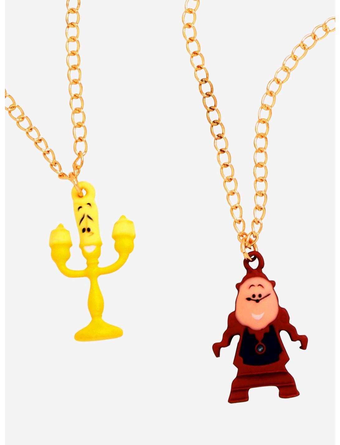 Disney Beauty and the Beast Lumiere & Cogsworth Bestie Necklace Set - BoxLunch Exclusive, , hi-res