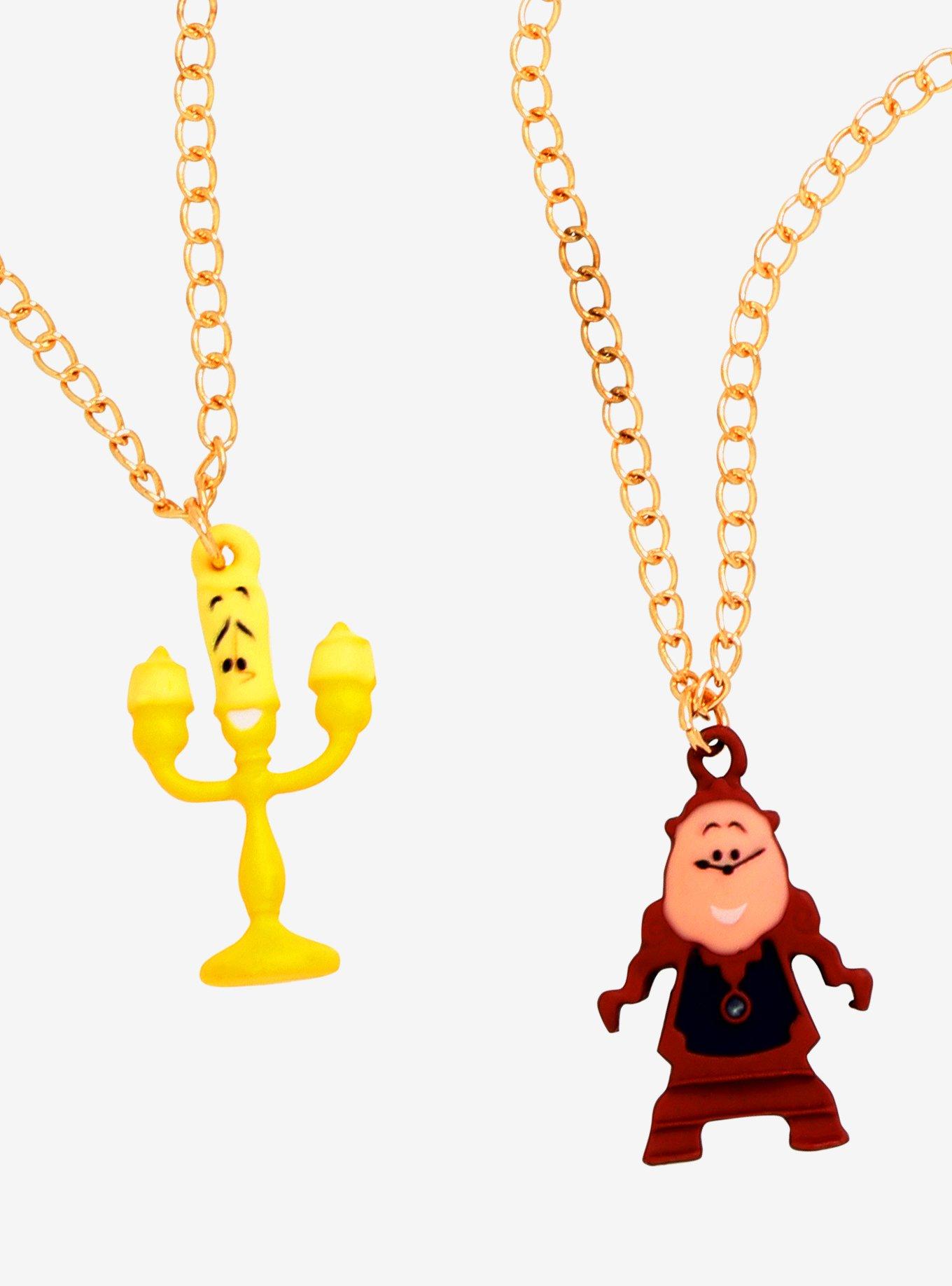 Disney Beauty and the Beast Lumiere & Cogsworth Bestie Necklace Set - BoxLunch Exclusive, , hi-res