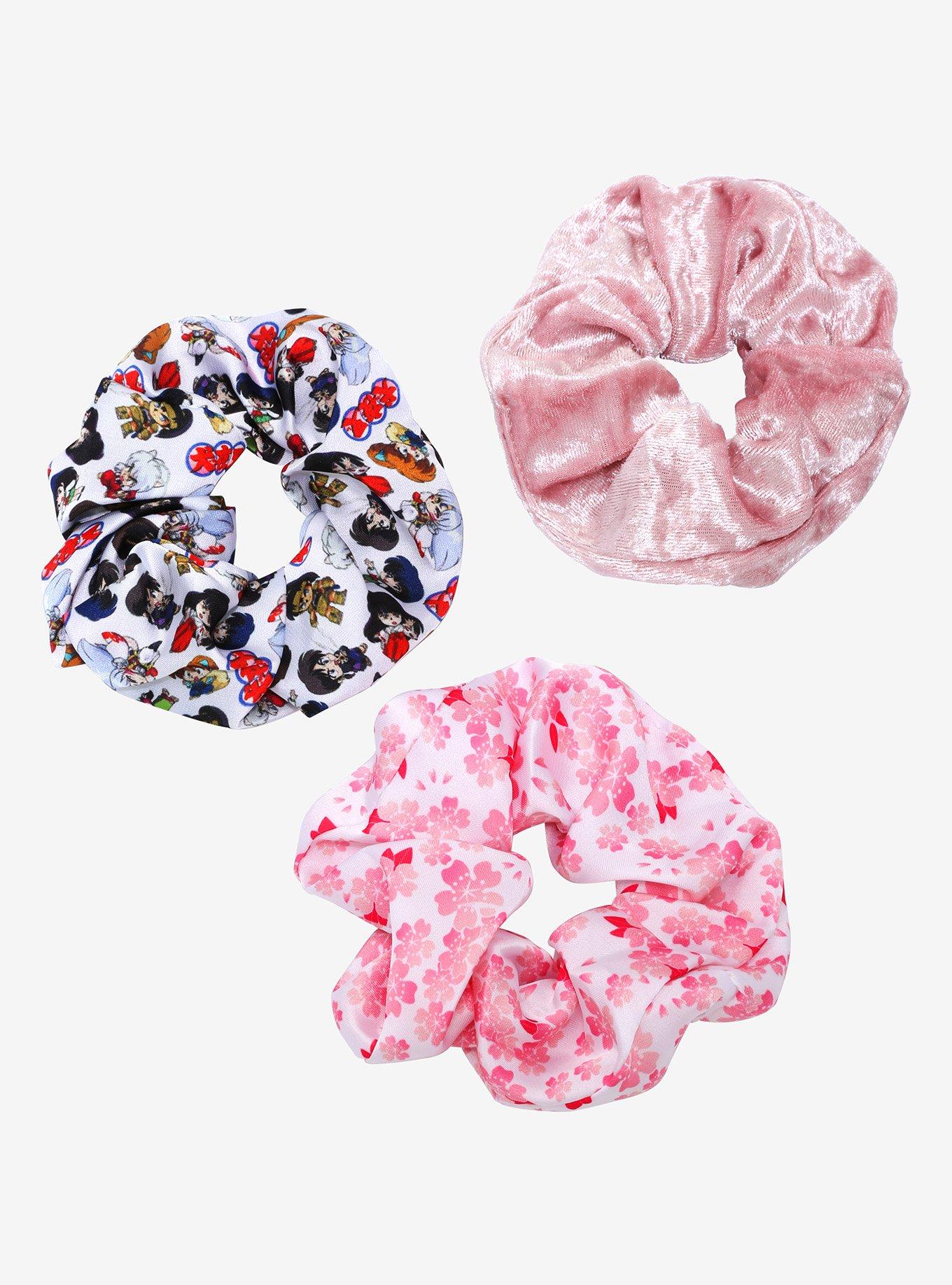 InuYasha Chibi Characters & Cherry Blossoms Scrunchy Set - BoxLunch Exclusive, , hi-res