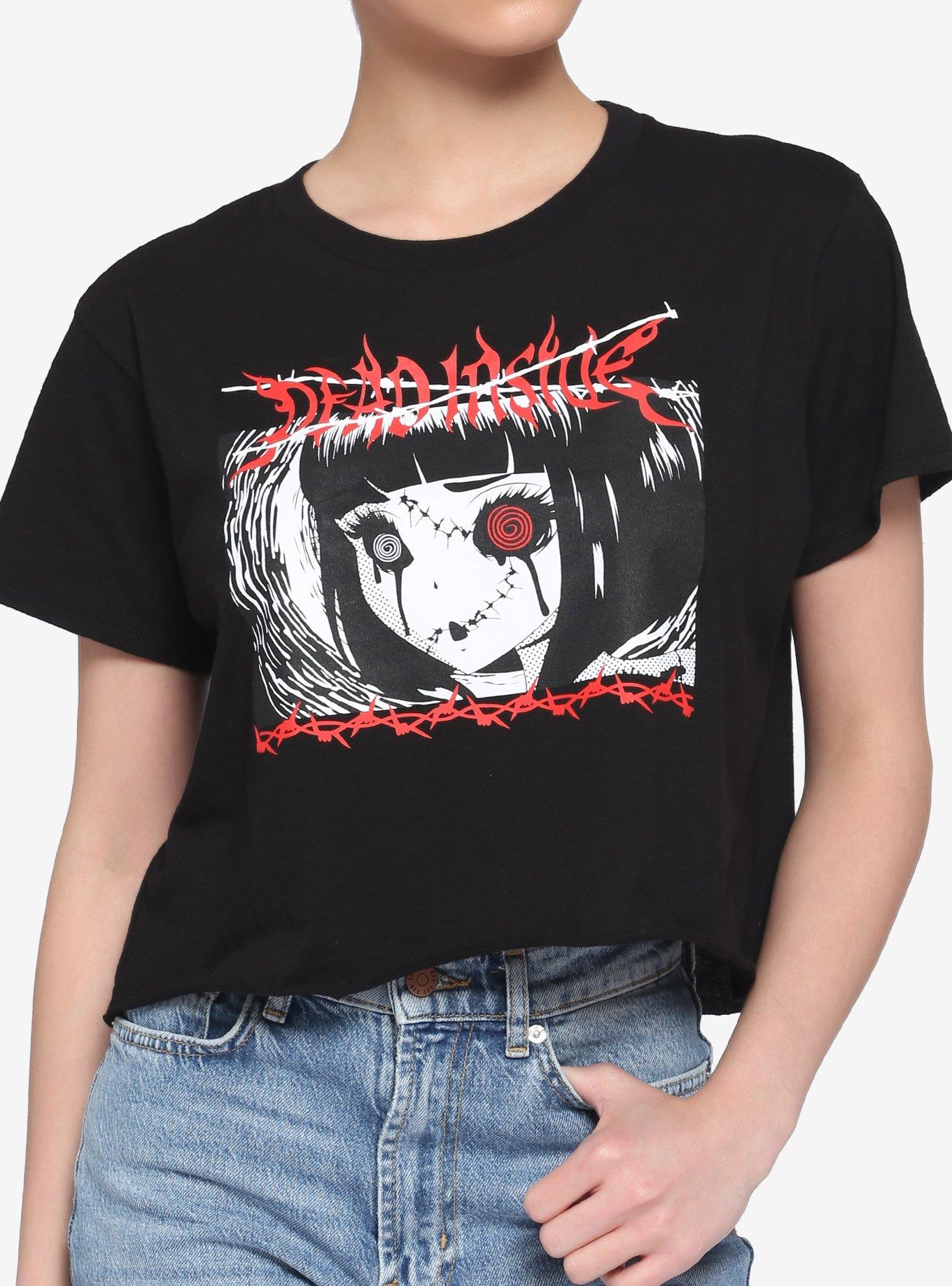 Dead Inside Anime Girls Crop T-Shirt, MULTI, hi-res
