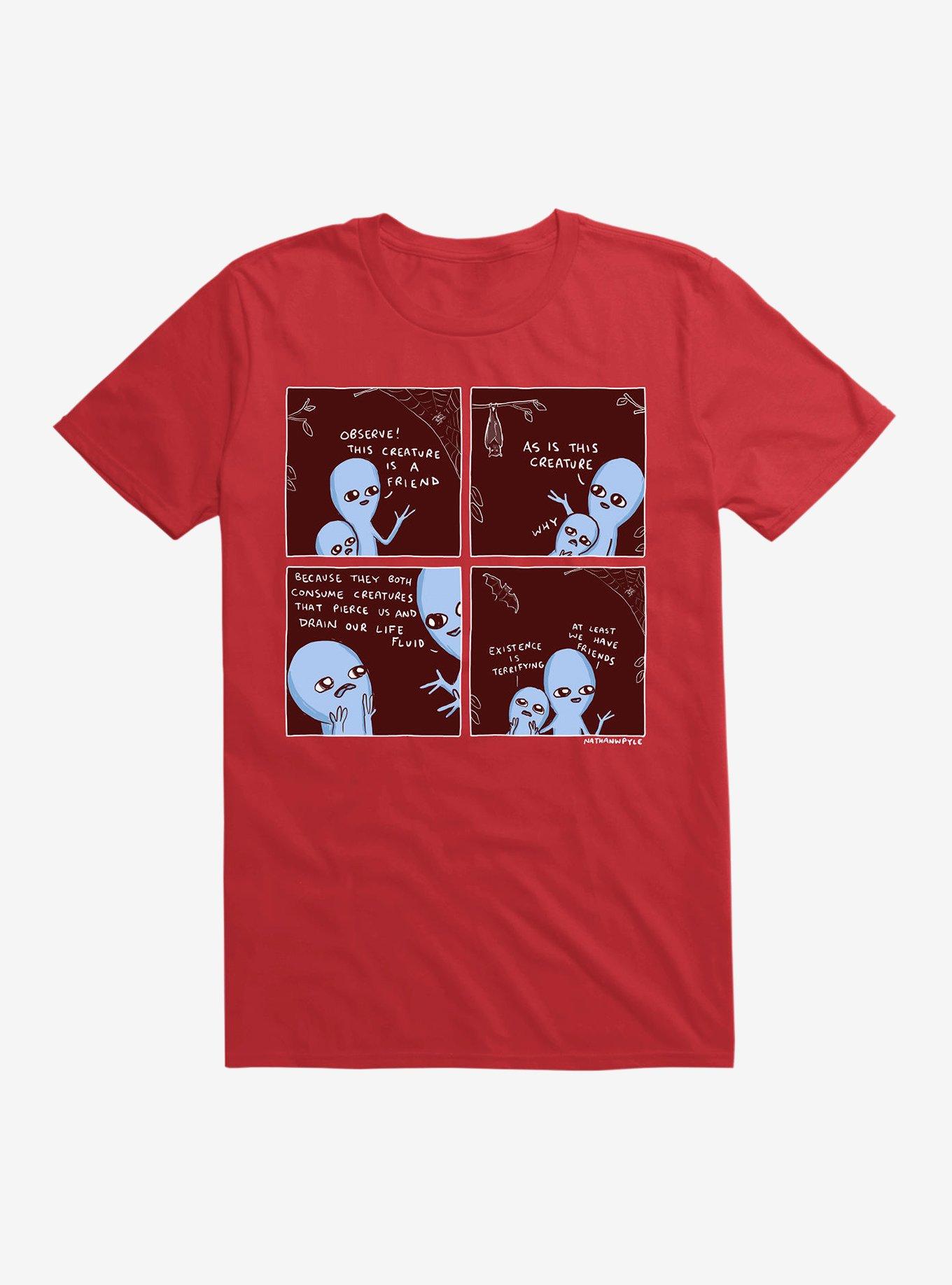 Strange Planet Existence T-Shirt, RED, hi-res