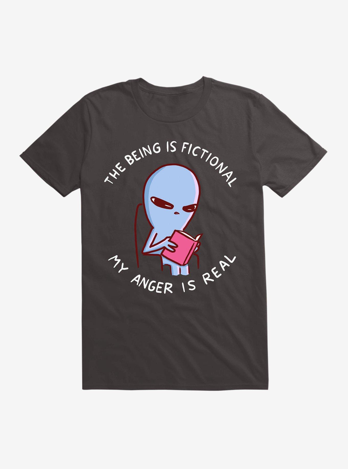 Strange Planet The Being Is Fictional My Anger Is Real T-Shirt, BLACK, hi-res