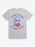 Strange Planet The Being Is Fictional My Anger Is Real Dark Text T-Shirt, HEATHER GREY, hi-res