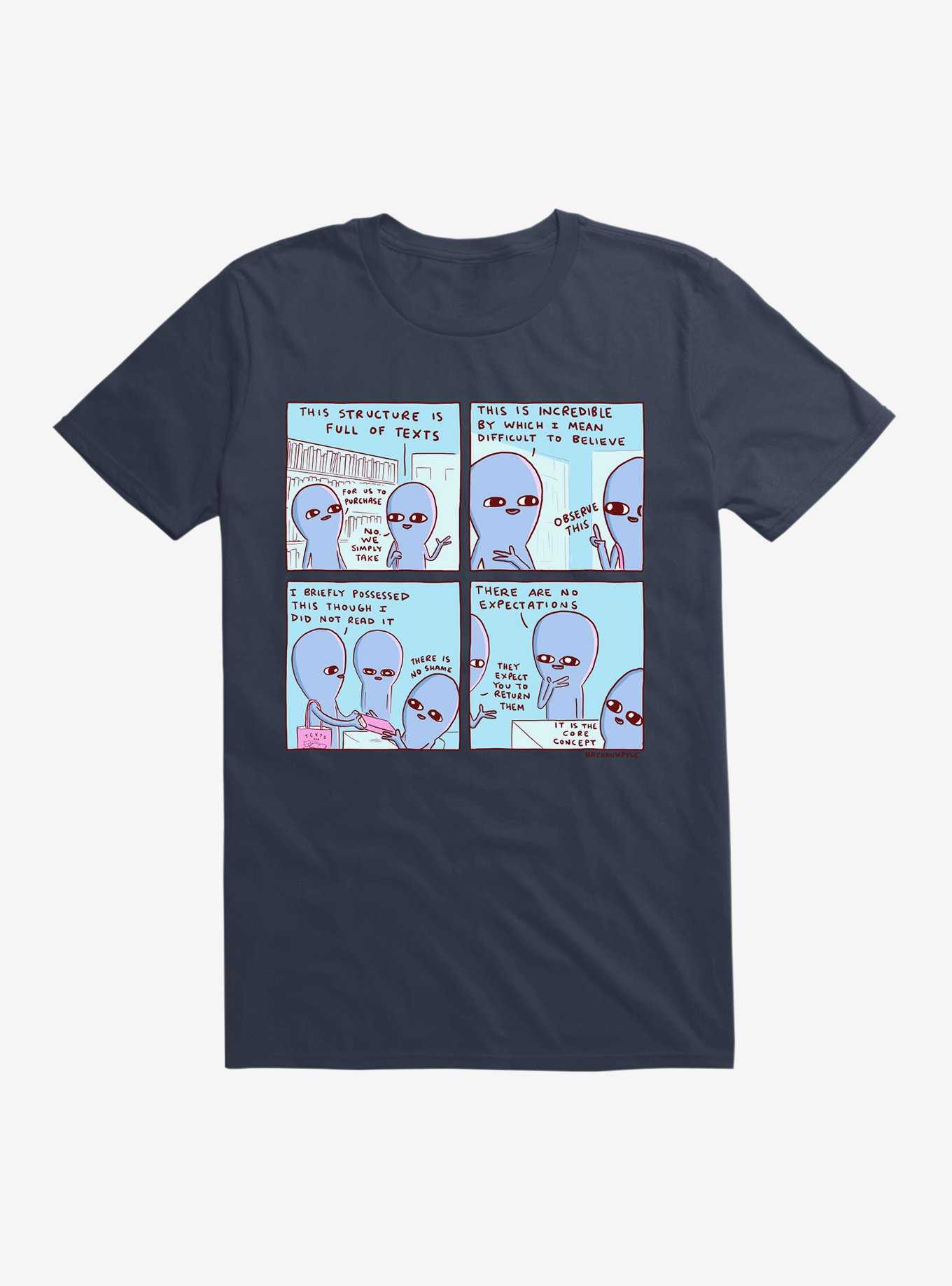 Strange Planet Structure Full Of Texts T-Shirt, , hi-res