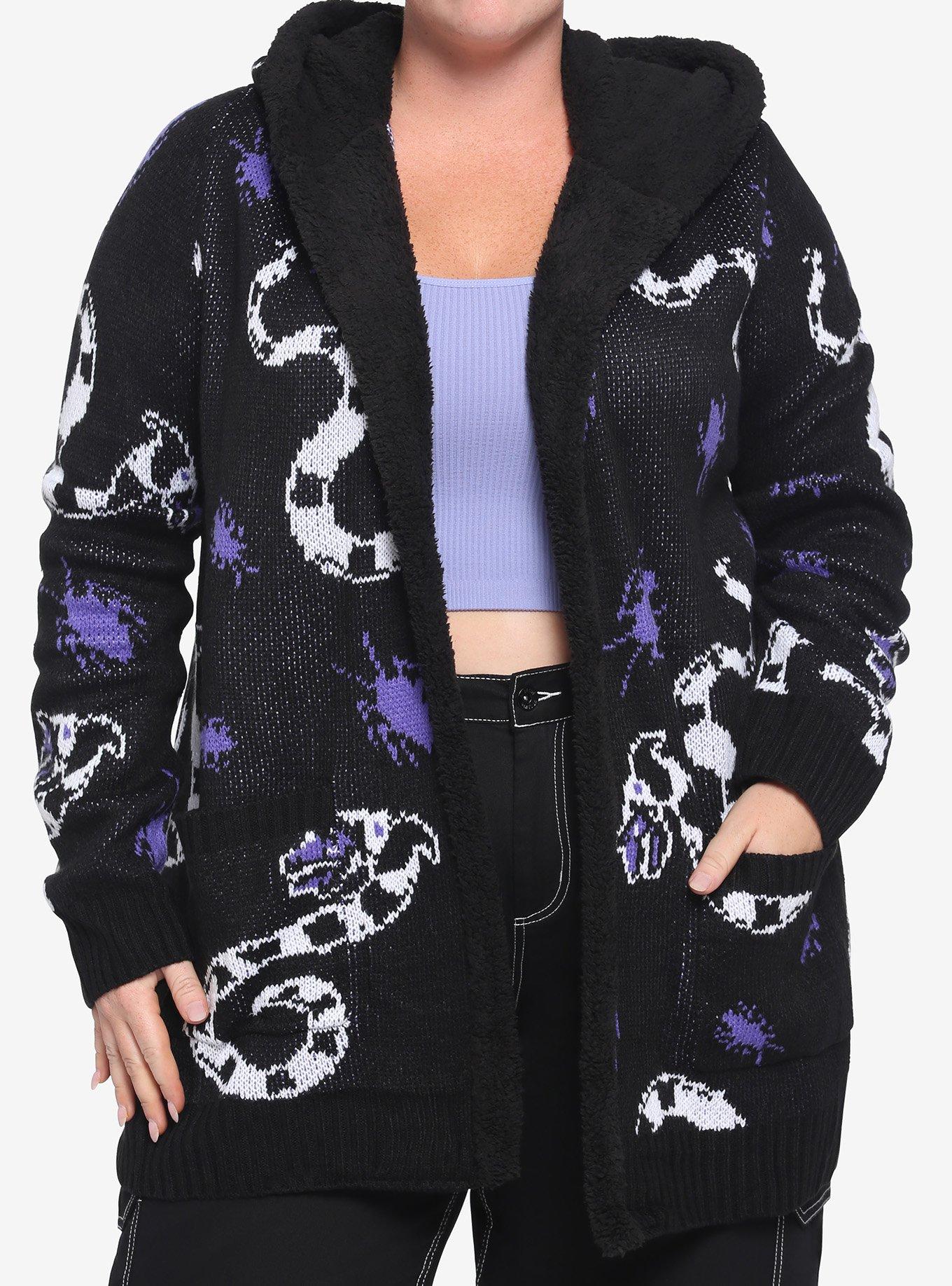Beetlejuice Sandworms Sherpa Open Cardigan Plus Size, MULTI, hi-res
