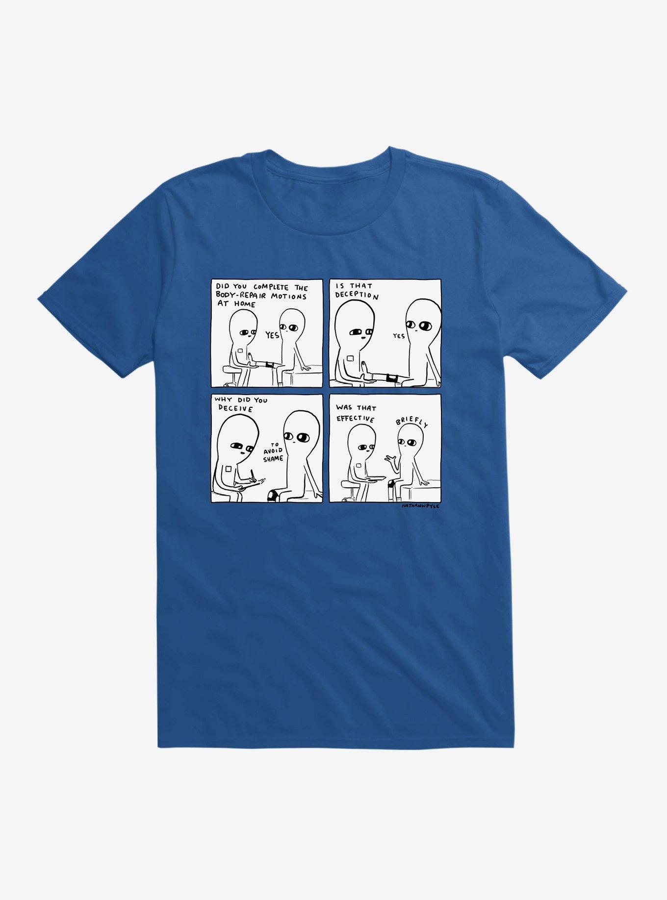 Strange Planet Black And White Body Repair Motions T-Shirt, ROYAL, hi-res