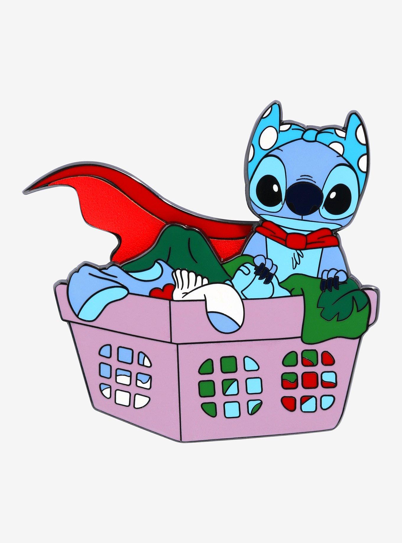 Loungefly Disney Lilo & Stitch Stitch with Laundry Limited Edition Enamel Pin - BoxLunch Exclusive, , hi-res