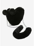 Black Fuzzy Heart Crossbody Bag, , hi-res