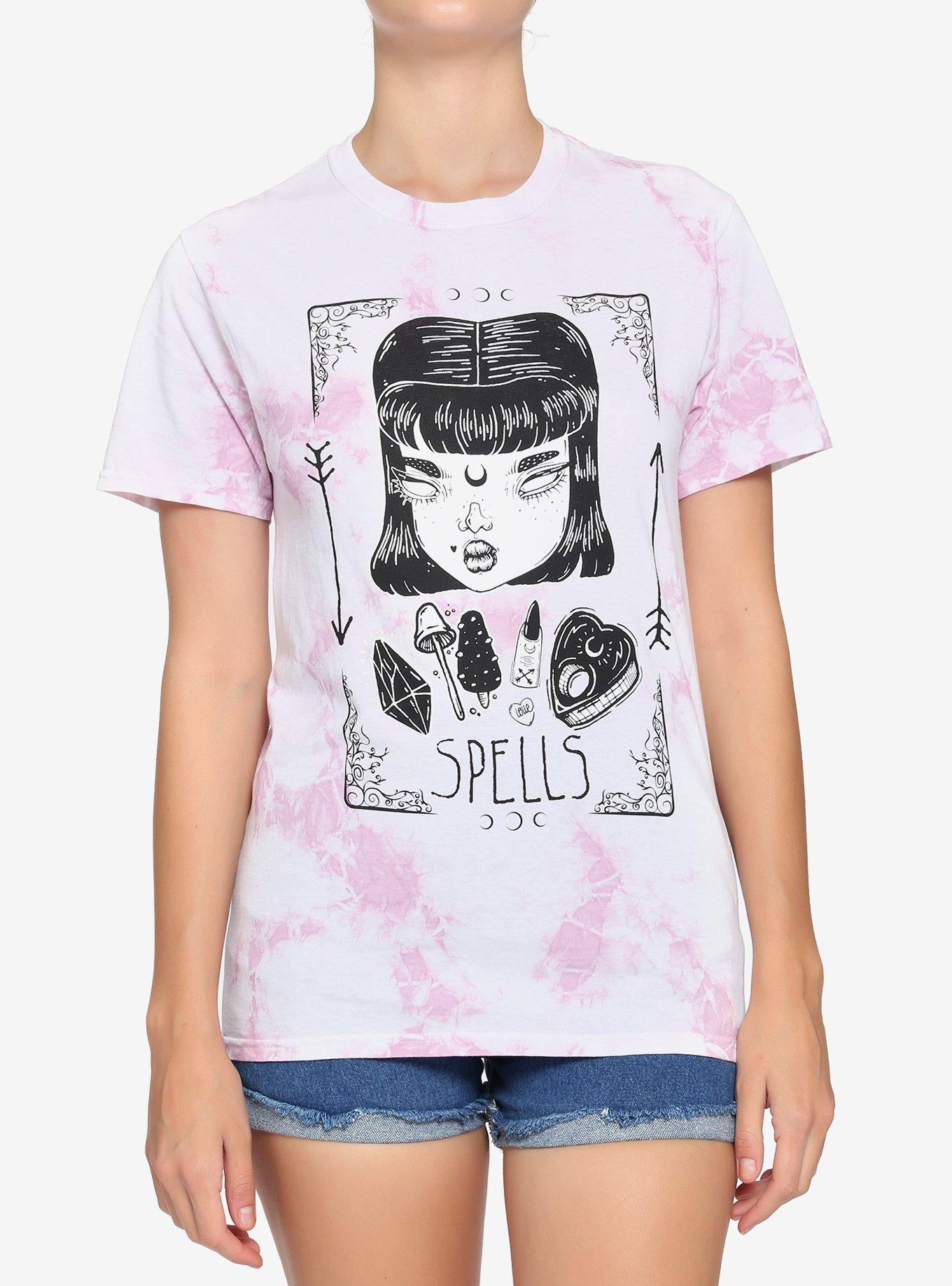 Spells Pink Tie-Dye Boyfriend Fit Girls T-Shirt By Lolle, , hi-res