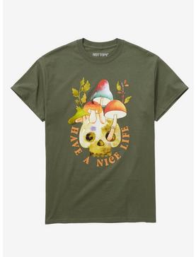 Have A Nice Life Mushroom Skull T-Shirt, FOREST GREEN, hi-res