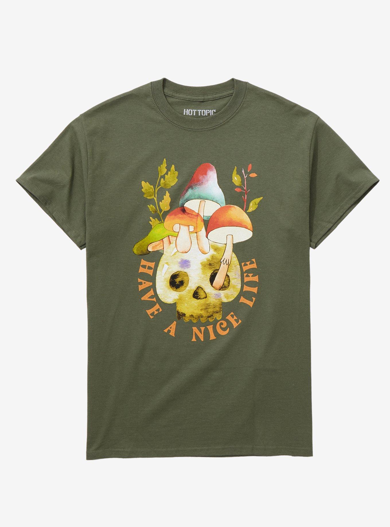 Have A Nice Life Mushroom Skull T-Shirt, FOREST GREEN, hi-res