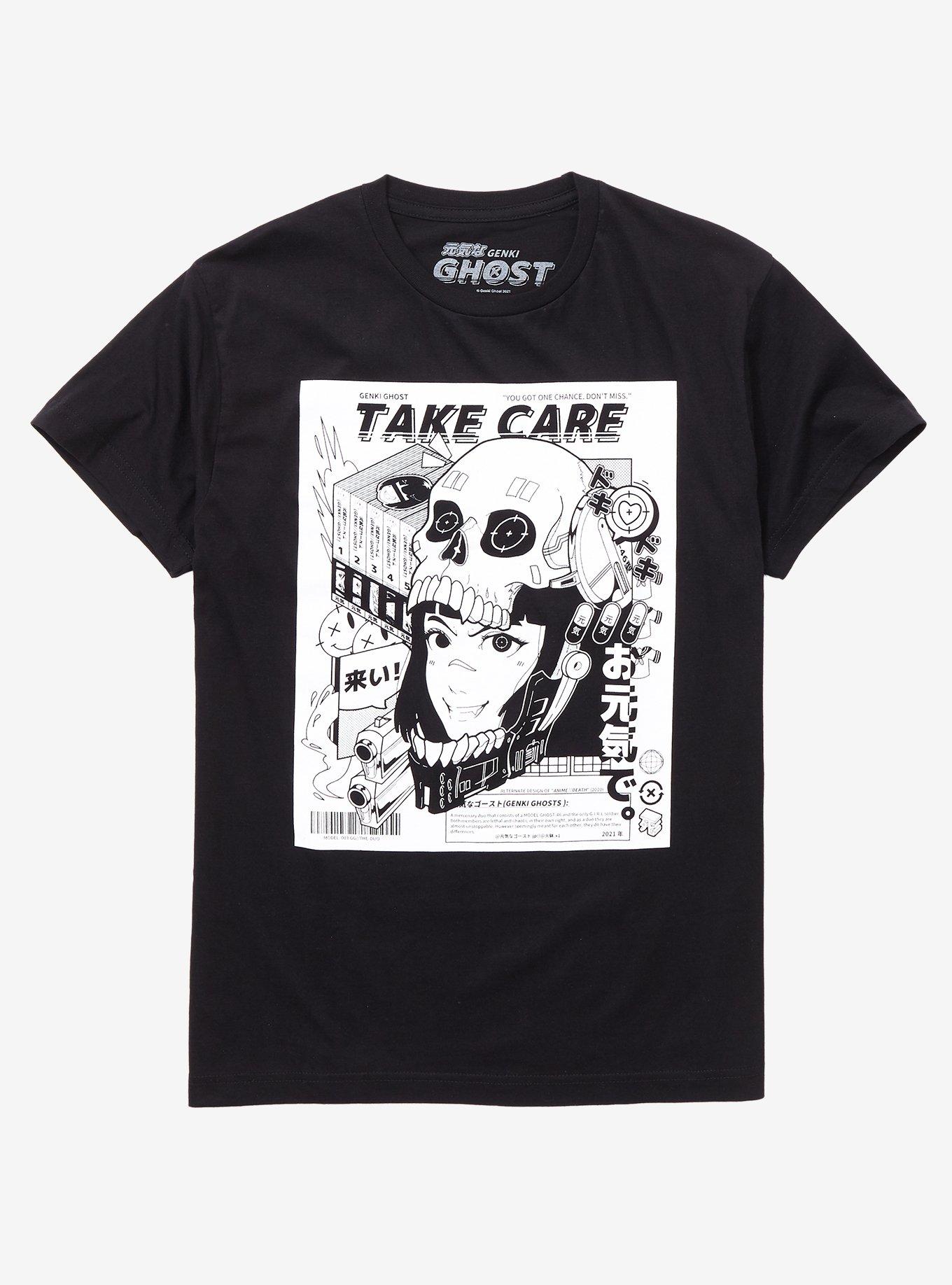 Take Care 003 GG Girl & Model Ghost T-Shirt By Genki Ghost, MULTI, hi-res