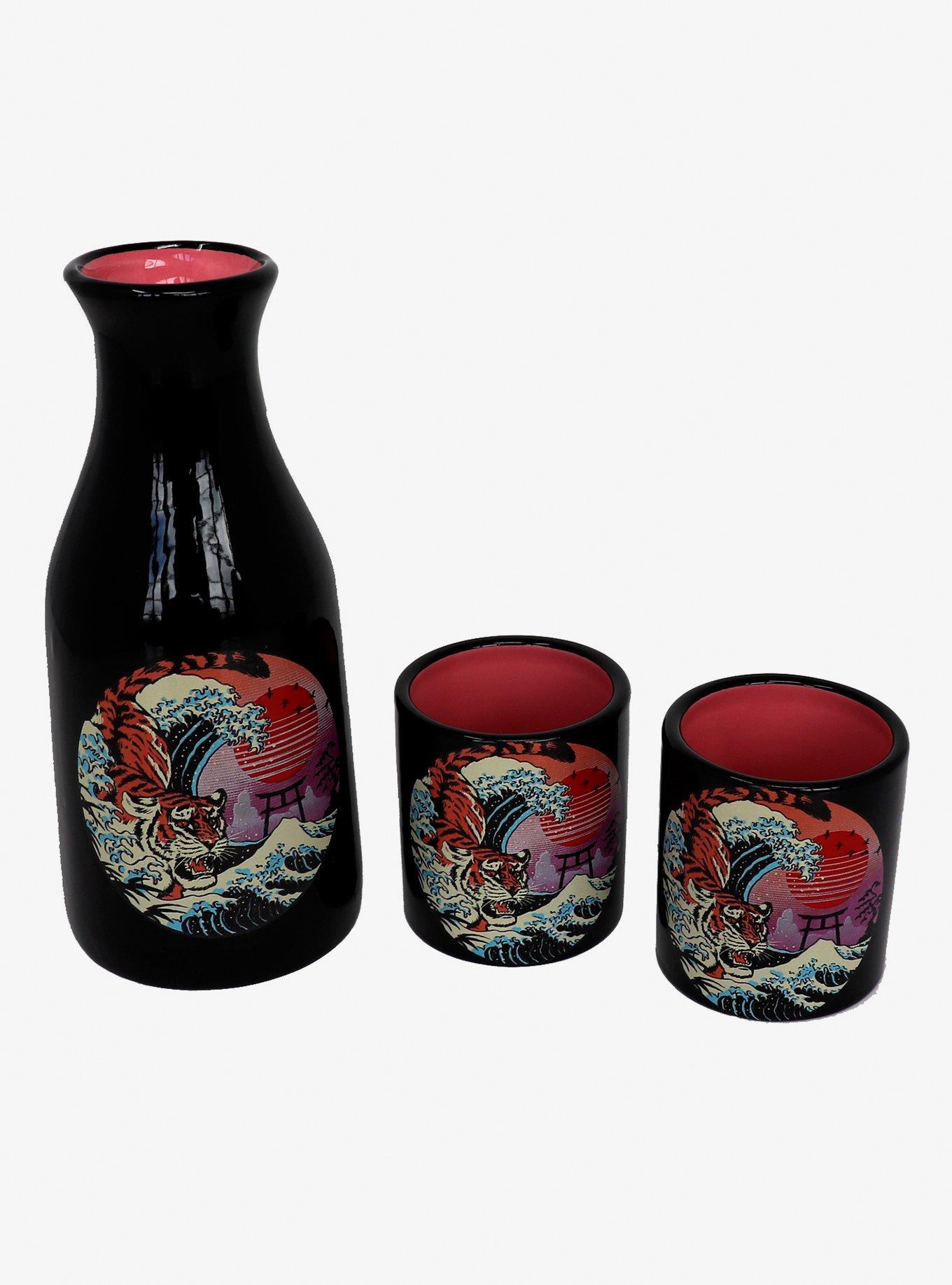 Tiger Great Wave Sake Set By Vincent Trinidad, , hi-res