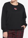 Embroidered Mushroom Girls Sweatshirt Plus Size, BLACK, hi-res