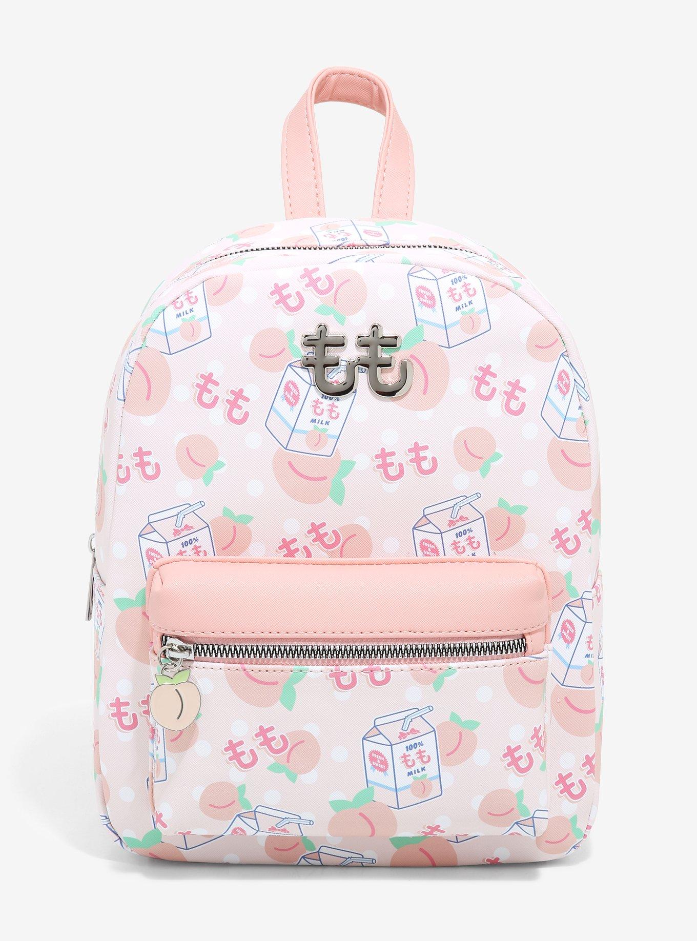 Pastel Goth Backpack PU Leather Creepy Bunny and Rainbows 