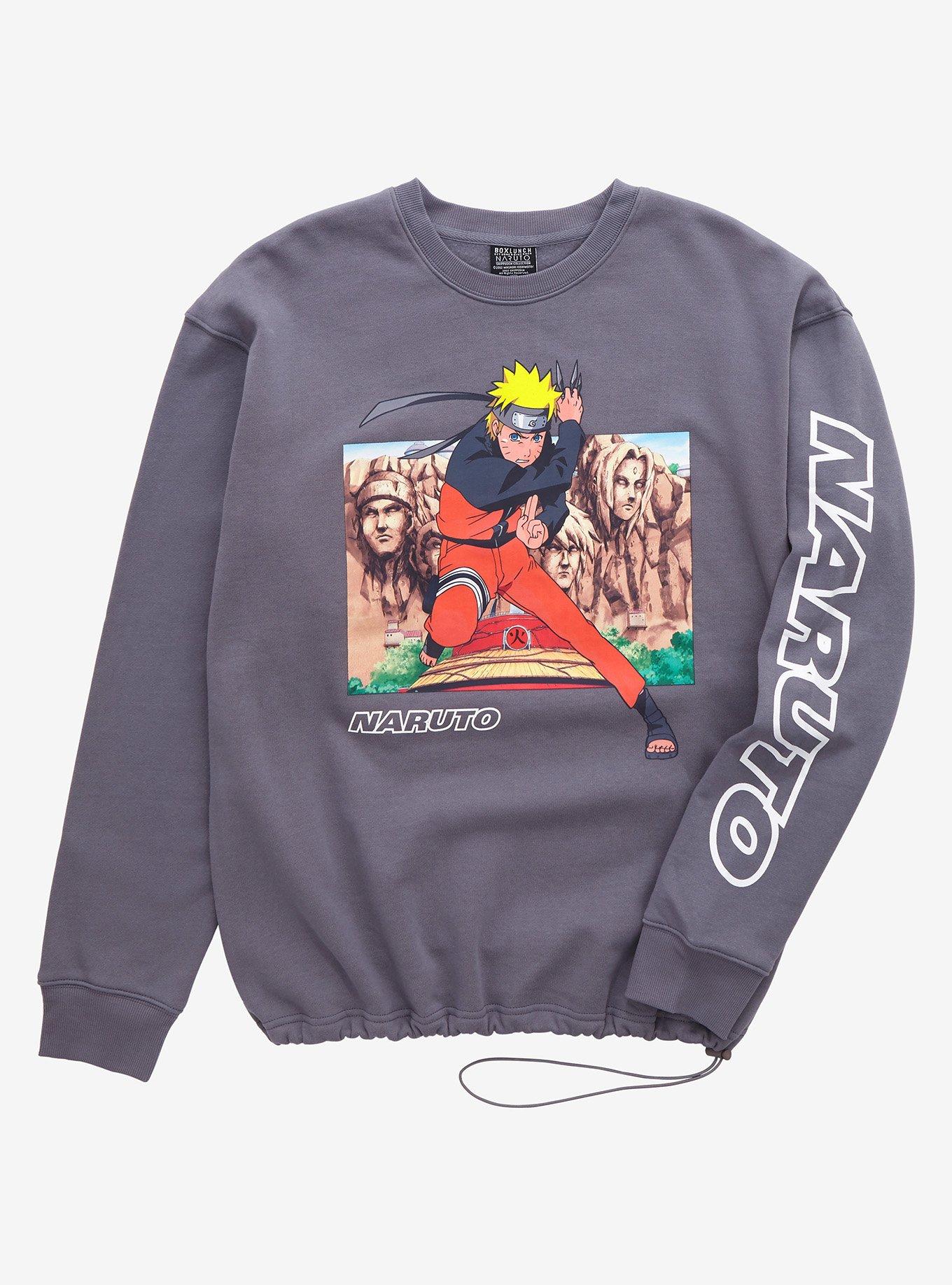 Naruto Shippuden Hokage Rock Toggle Crewneck - BoxLunch Exclusive, GREY, hi-res