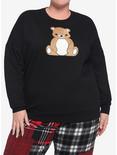 Teddy Bear Patch Girls Sweatshirt Plus Size, BLACK, hi-res