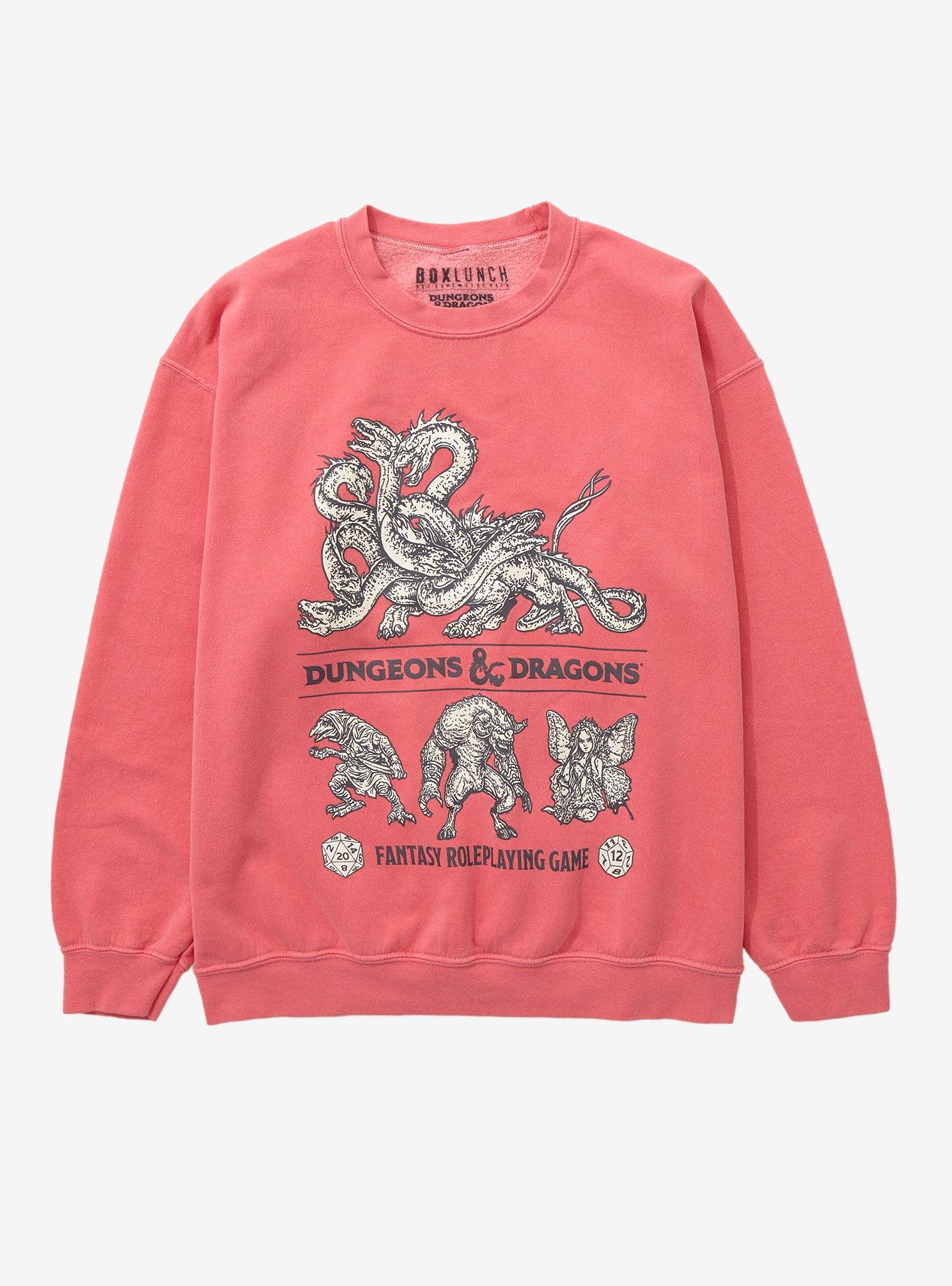 Dungeons & Dragons Vintage Creatures Crewneck - BoxLunch Exclusive, VINTAGE RED, hi-res