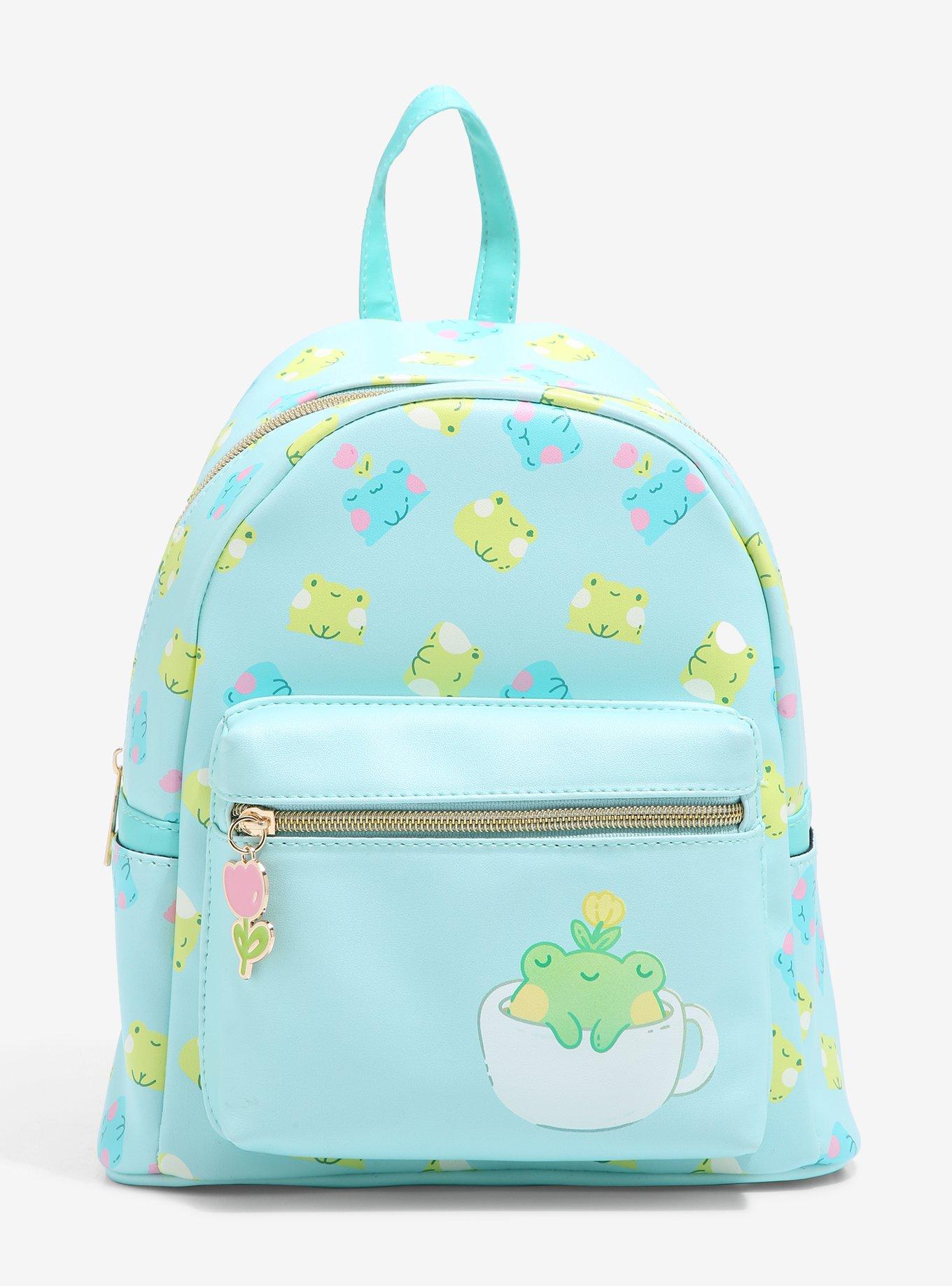 Cute Cottagecore Frog Grumpy Japanese Frog Cotton Canvas Backpack