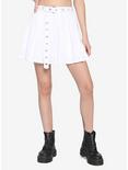 White Grommet Belt Pleated Skirt, BRIGHT WHITE, hi-res