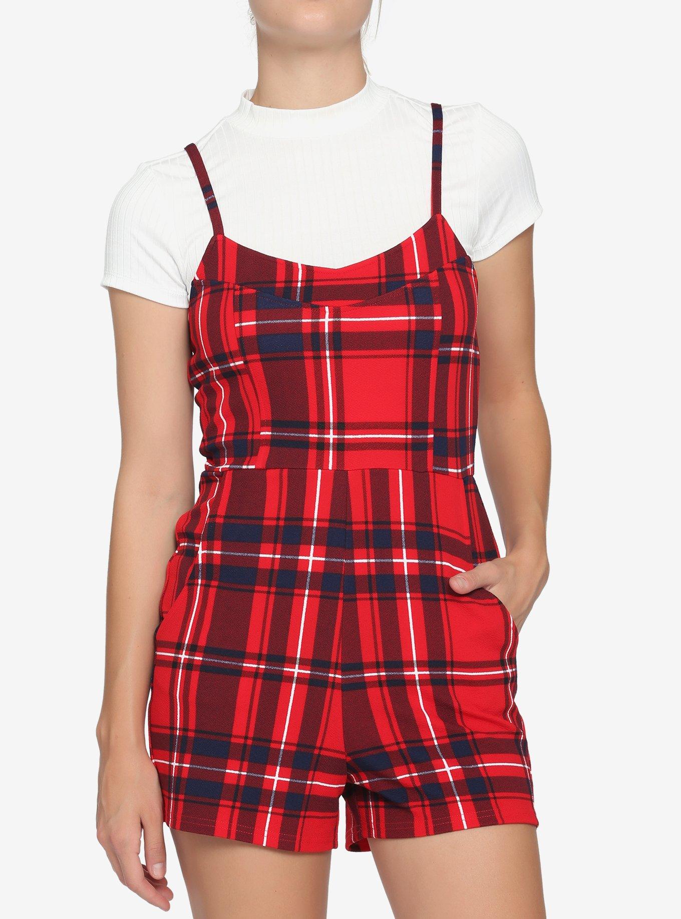 Red plaid hot sale romper